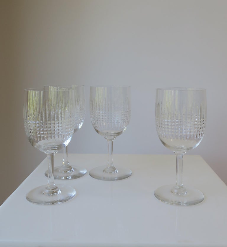 Baccarat French Cut Crystal Wine Glasses For Sale 1