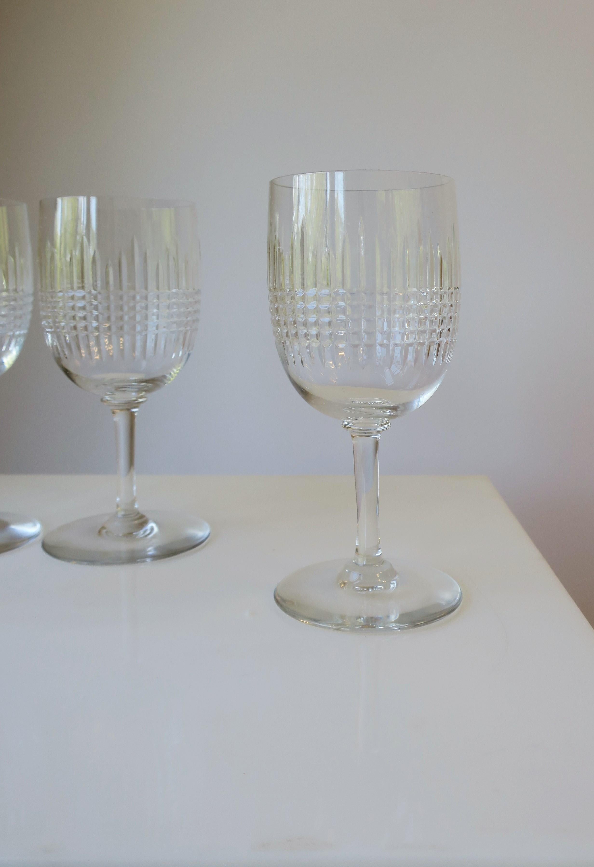 Set of 4 Baccarat French Cut Crystal Wine Glasses, 8 Available 3