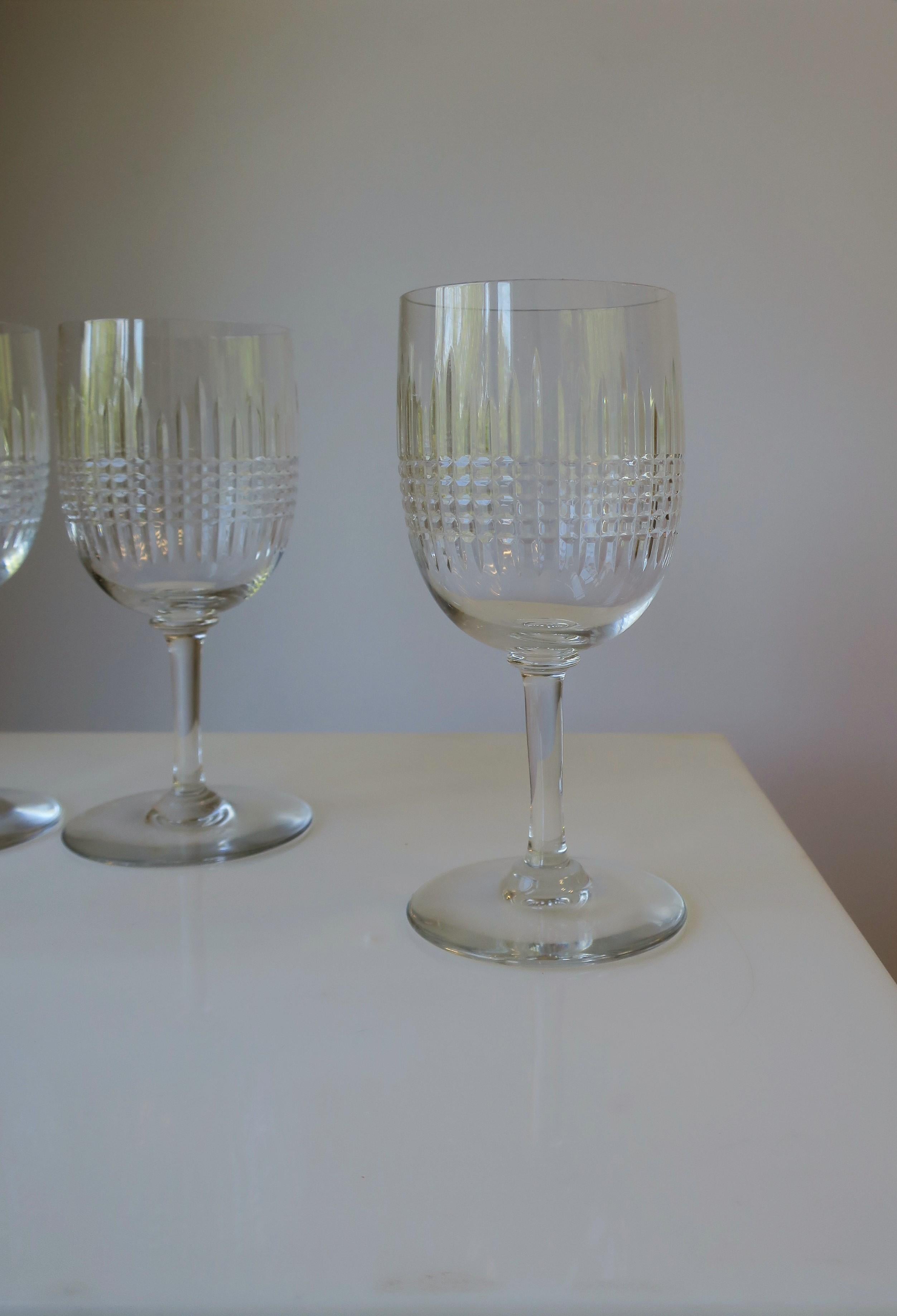 Set of 4 Baccarat French Cut Crystal Wine Glasses, 8 Available 4