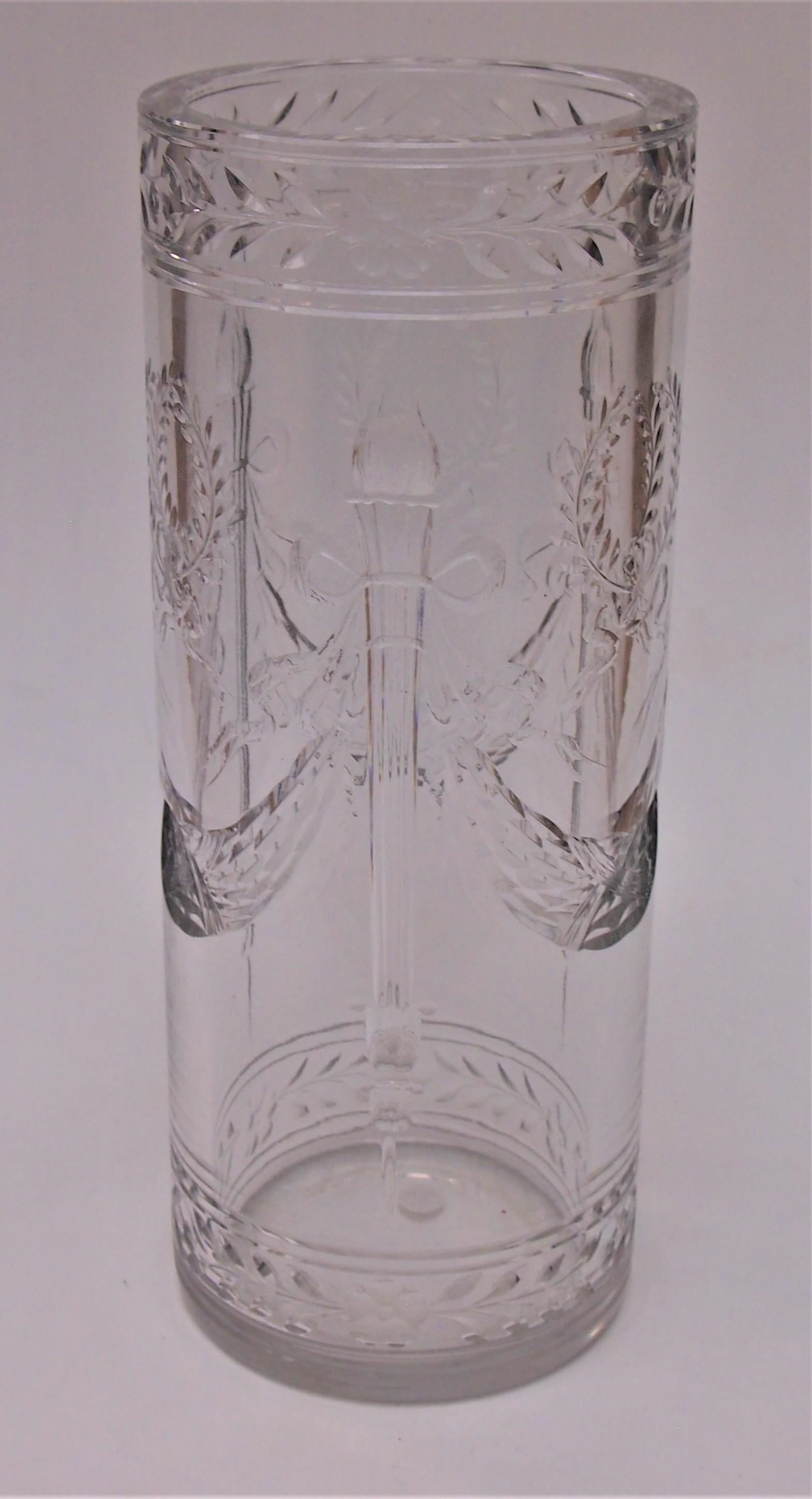 Neoclassical Revival French Baccarat Deeply Cut Crystal Glass 'Arcole' Vase, Napoleon Centenary 1904 For Sale