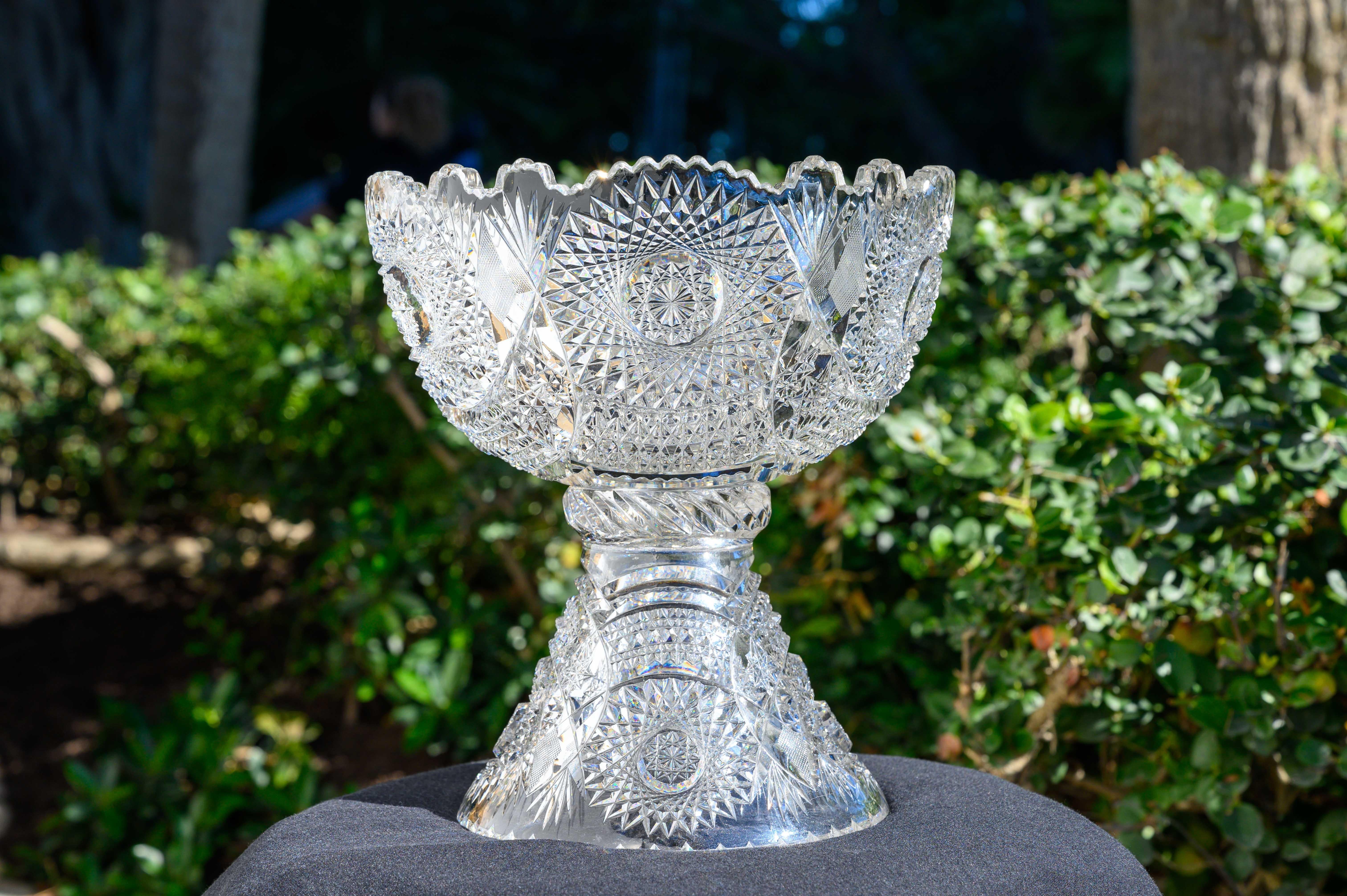 footed cut glass bowl