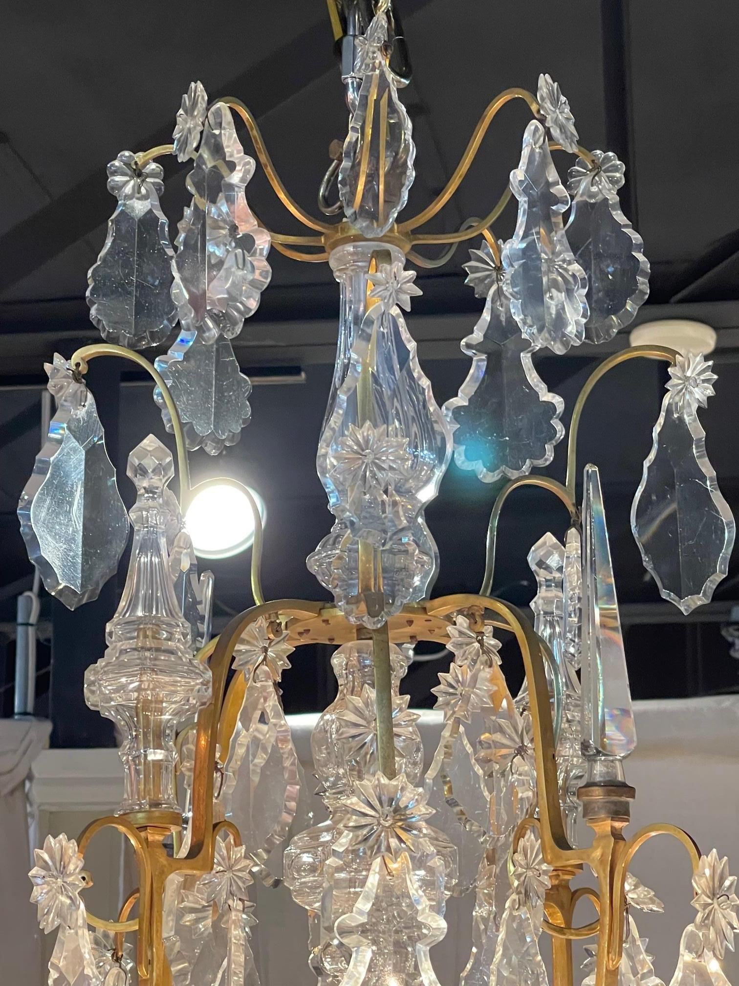 Late 19th Century French Baccarat Dore' Bronze Chandelier For Sale