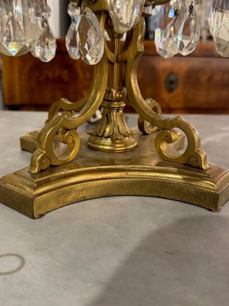 19th Century French Baccarat Gilt Bronze Girandoles For Sale
