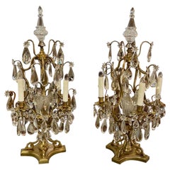 French Baccarat Gilt Bronze Girandoles