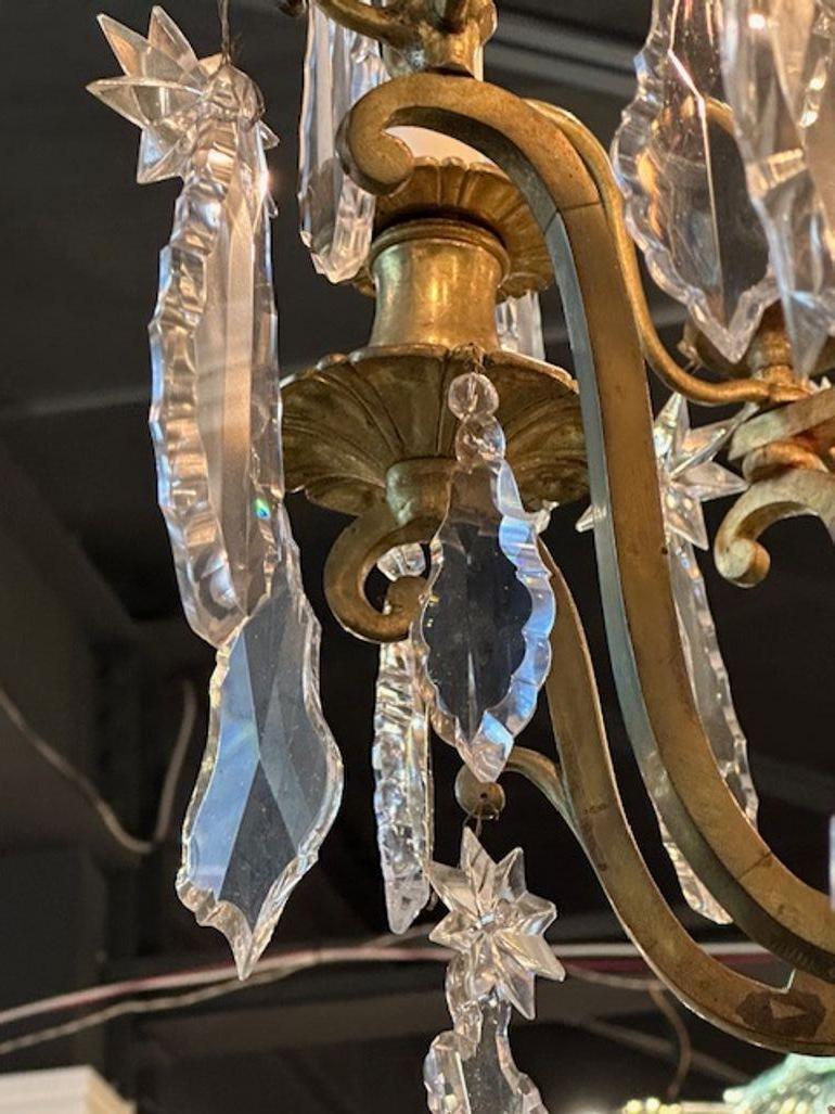 Lampadario francese Baccarat Manner in bronzo dorato in vendita 2
