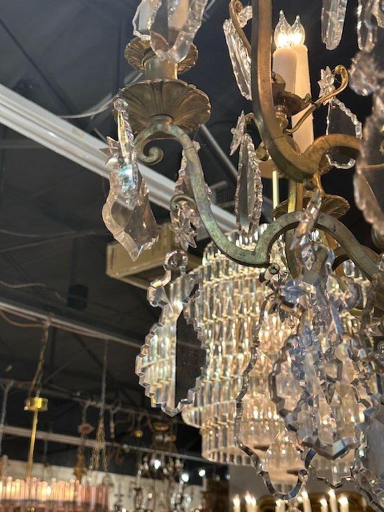 Lampadario francese Baccarat Manner in bronzo dorato in vendita 4