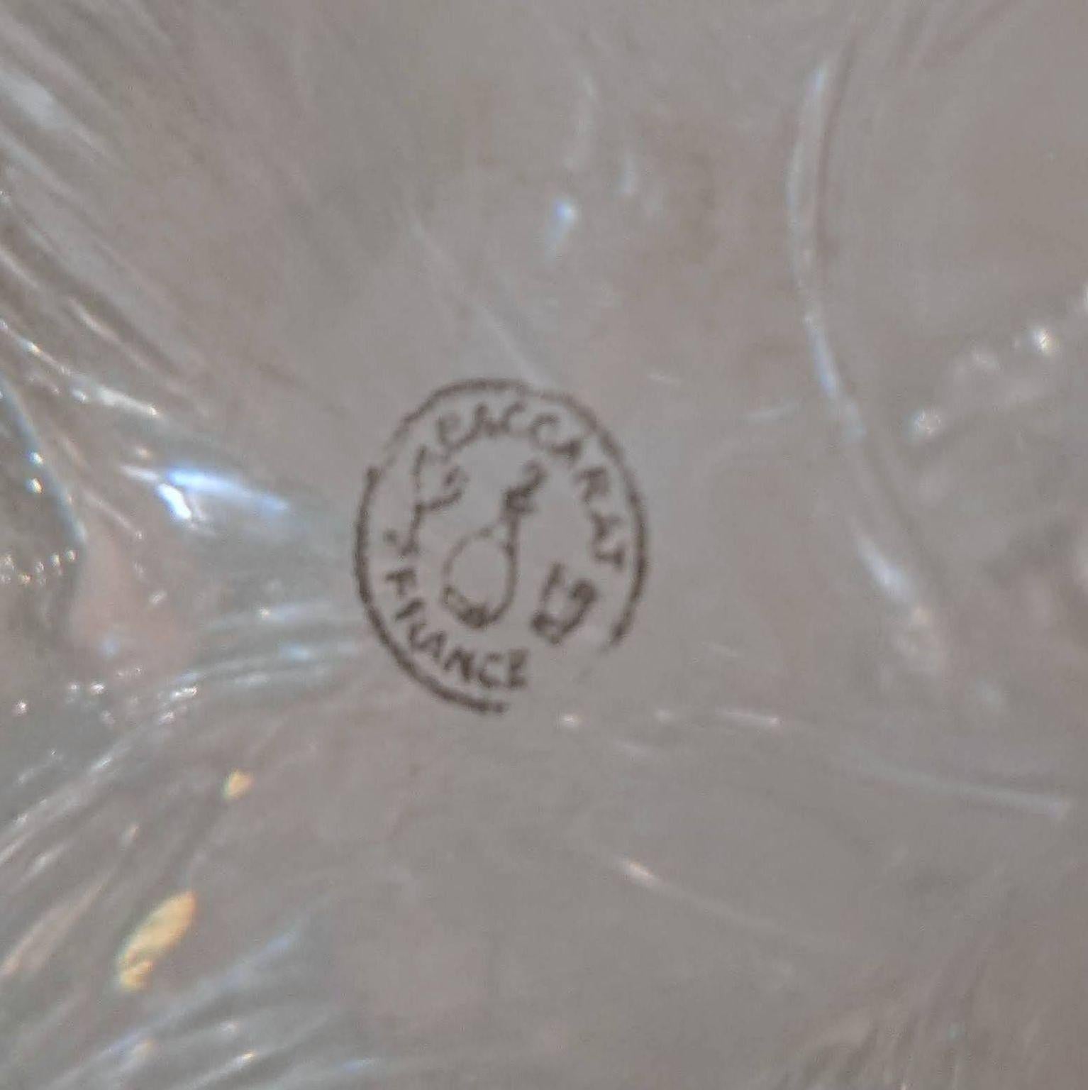 French Baccarat Midcentury Crystal Lamp with Twisted Pattern Signed by Baccarat For Sale 5