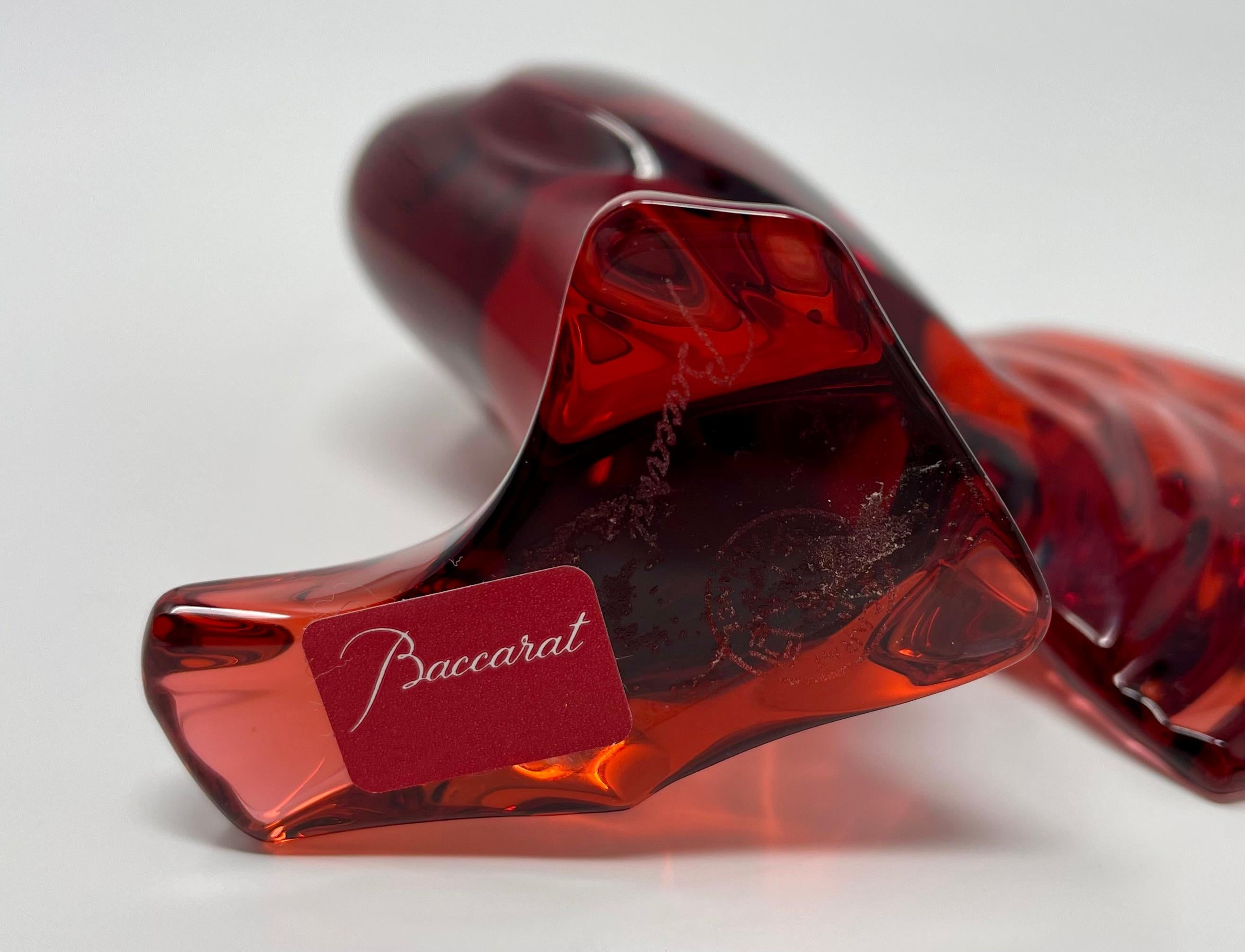 Cristal Coq en cristal rouge rubis de Baccarat. en vente