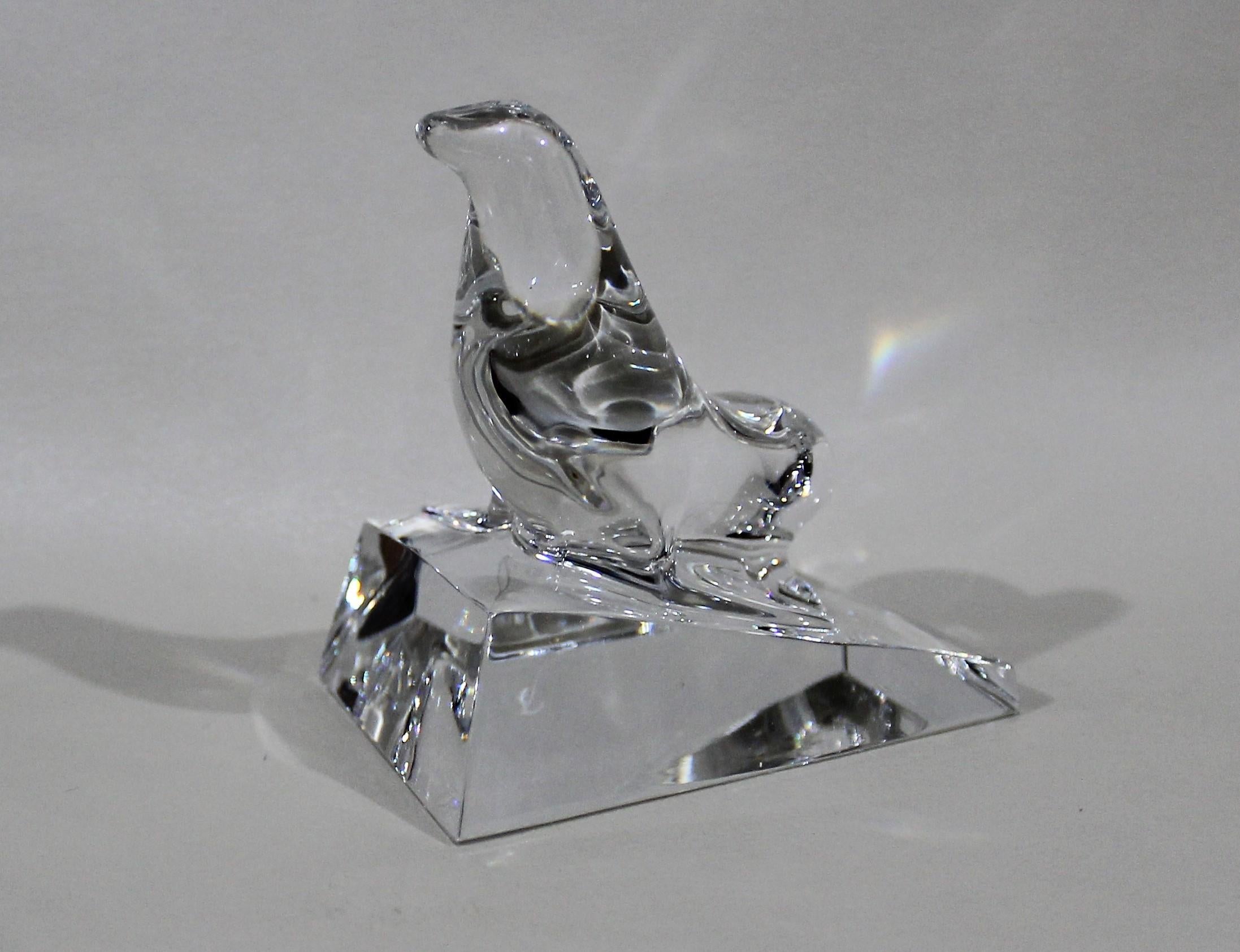 French Baccarat Sculptural Crystal Sea Lion Paperweight 2