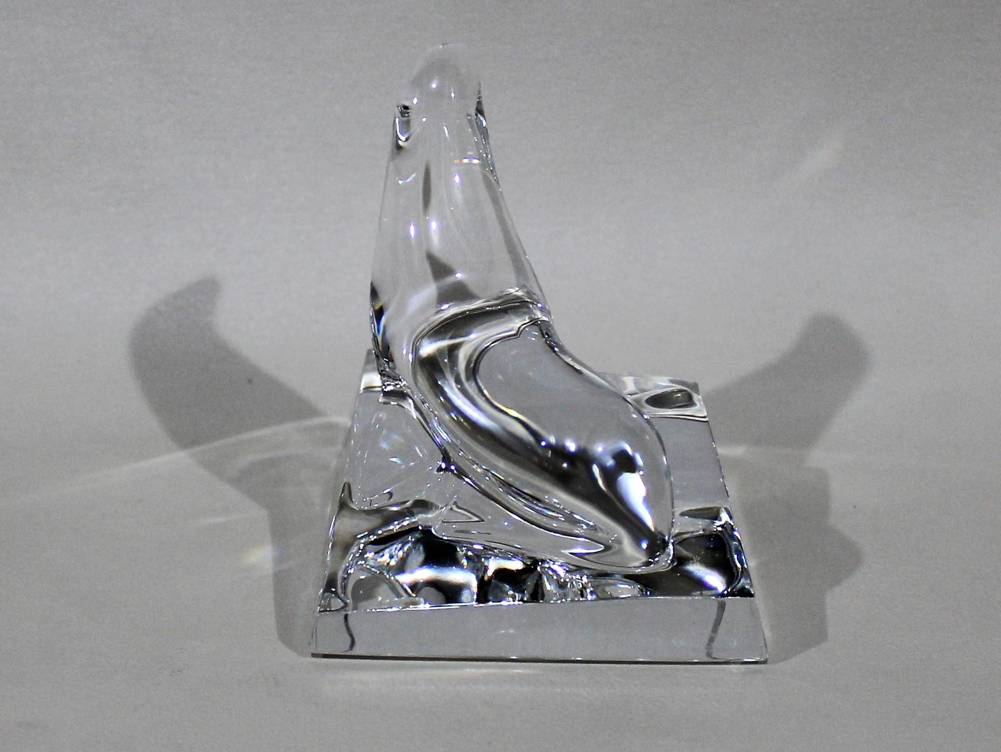 French Baccarat Sculptural Crystal Sea Lion Paperweight 4