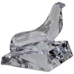 French Baccarat Sculptural Crystal Sea Lion Paperweight