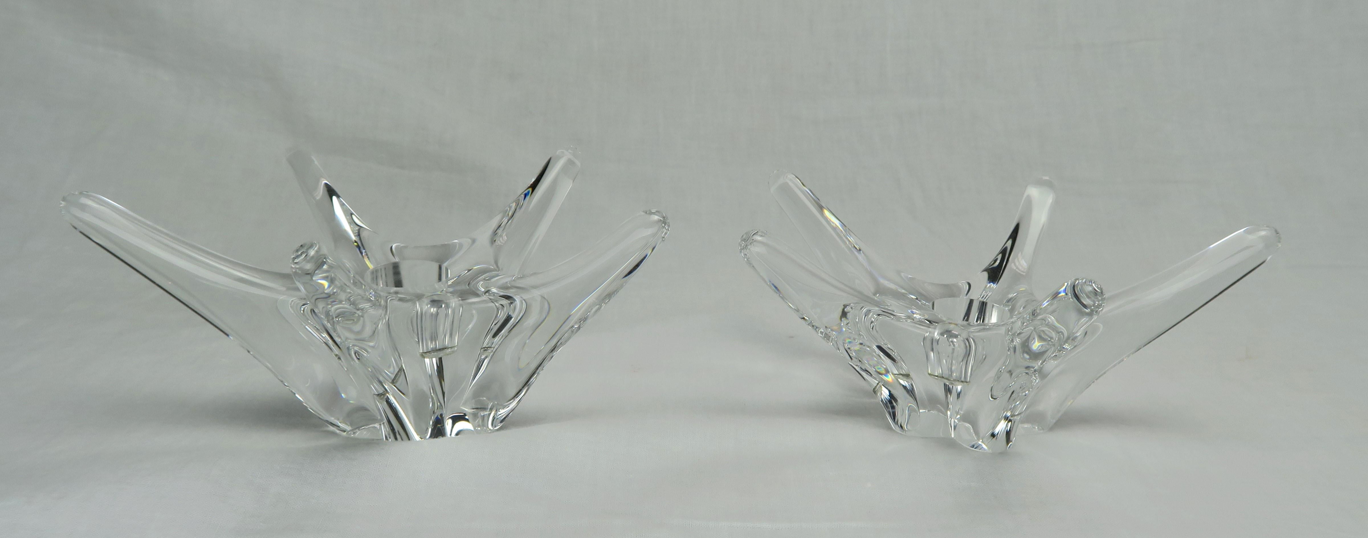 Pair of vintage French Baccarat star candleholders. Marked 