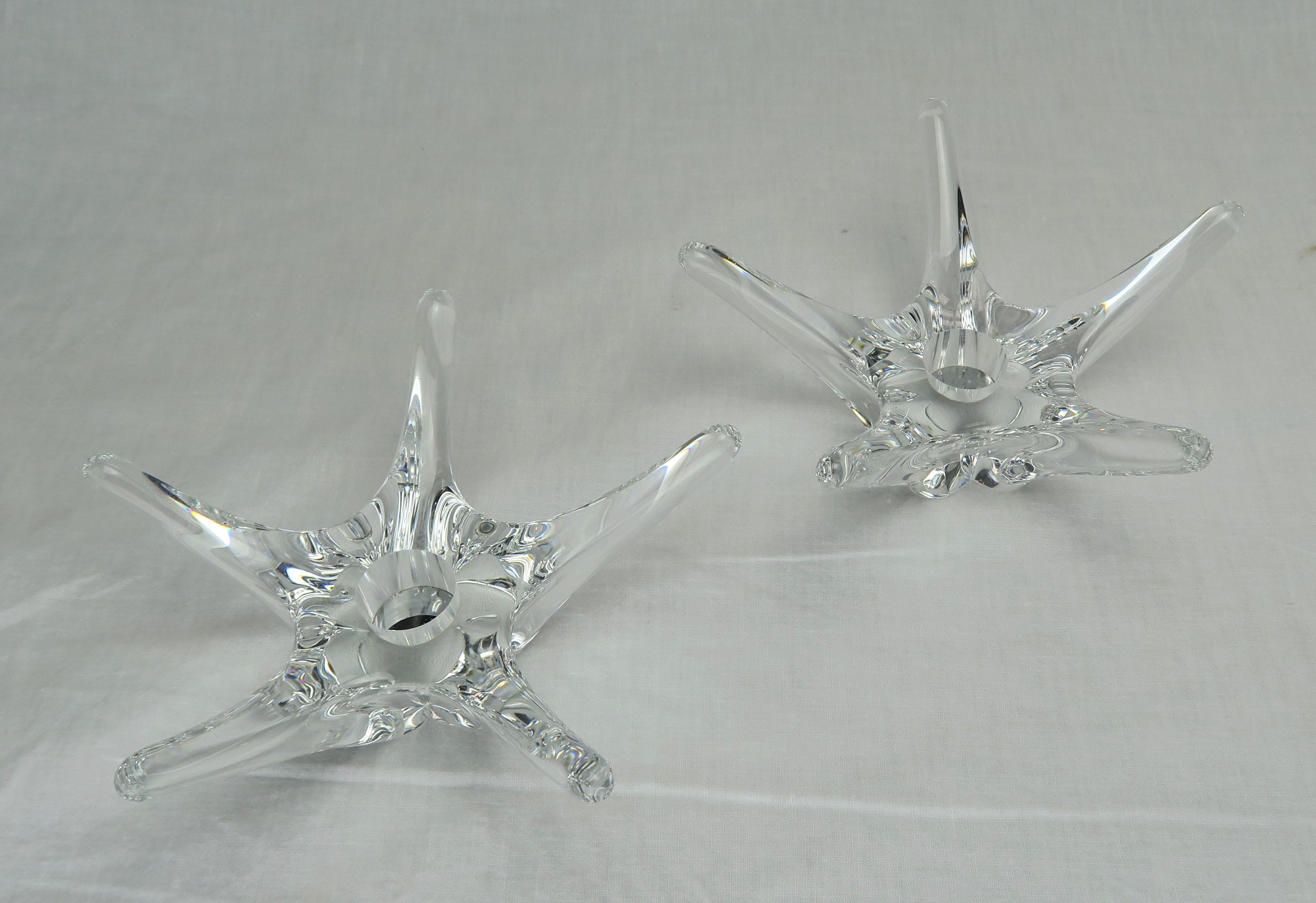 French Baccarat Star Candleholders, Pair In Excellent Condition In Los Angeles, CA