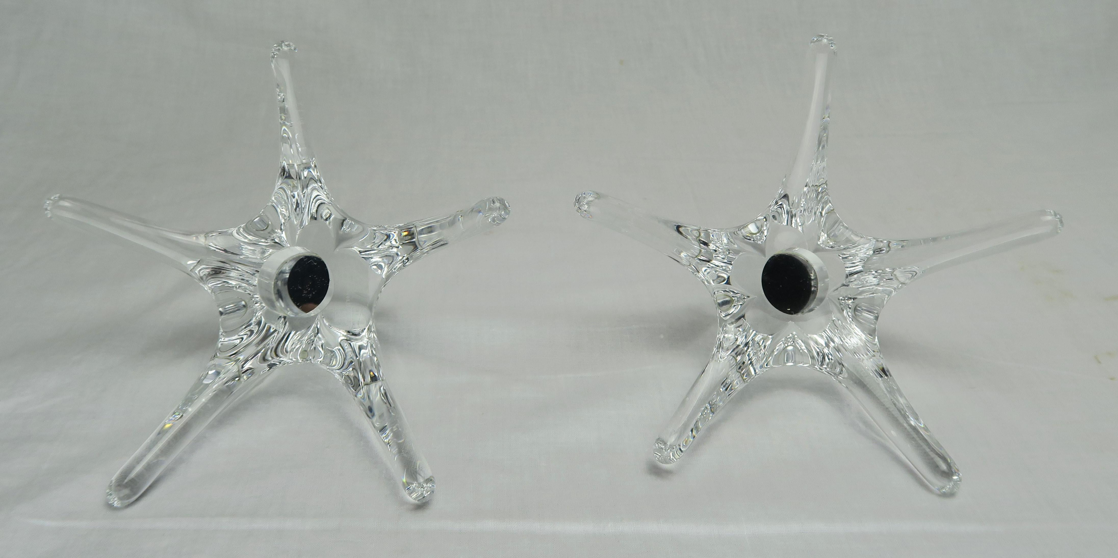 Acrylic French Baccarat Star Candleholders, Pair