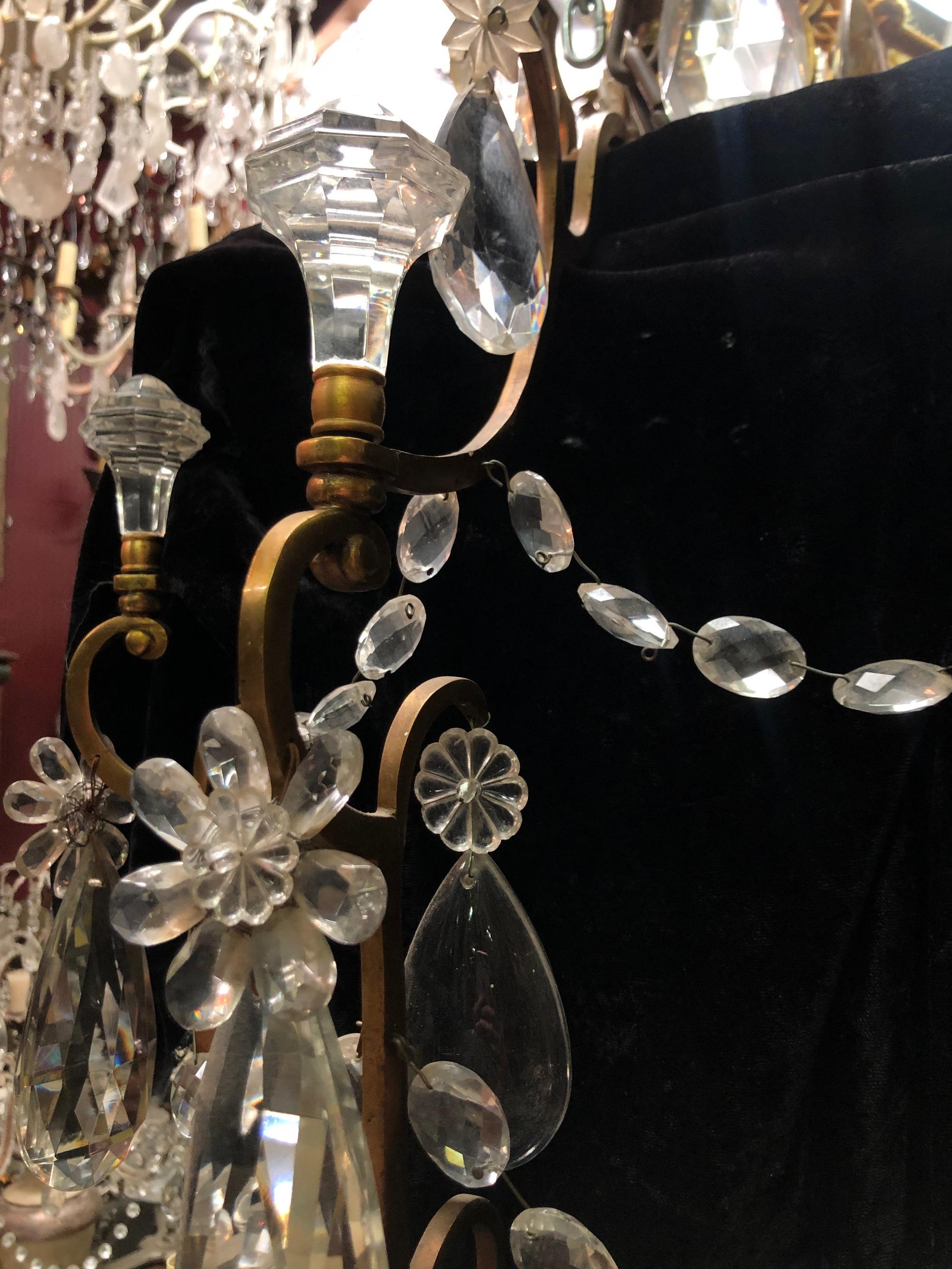 French Baccarat Style Crystal and Bronze Chandelier, 19th Century 14