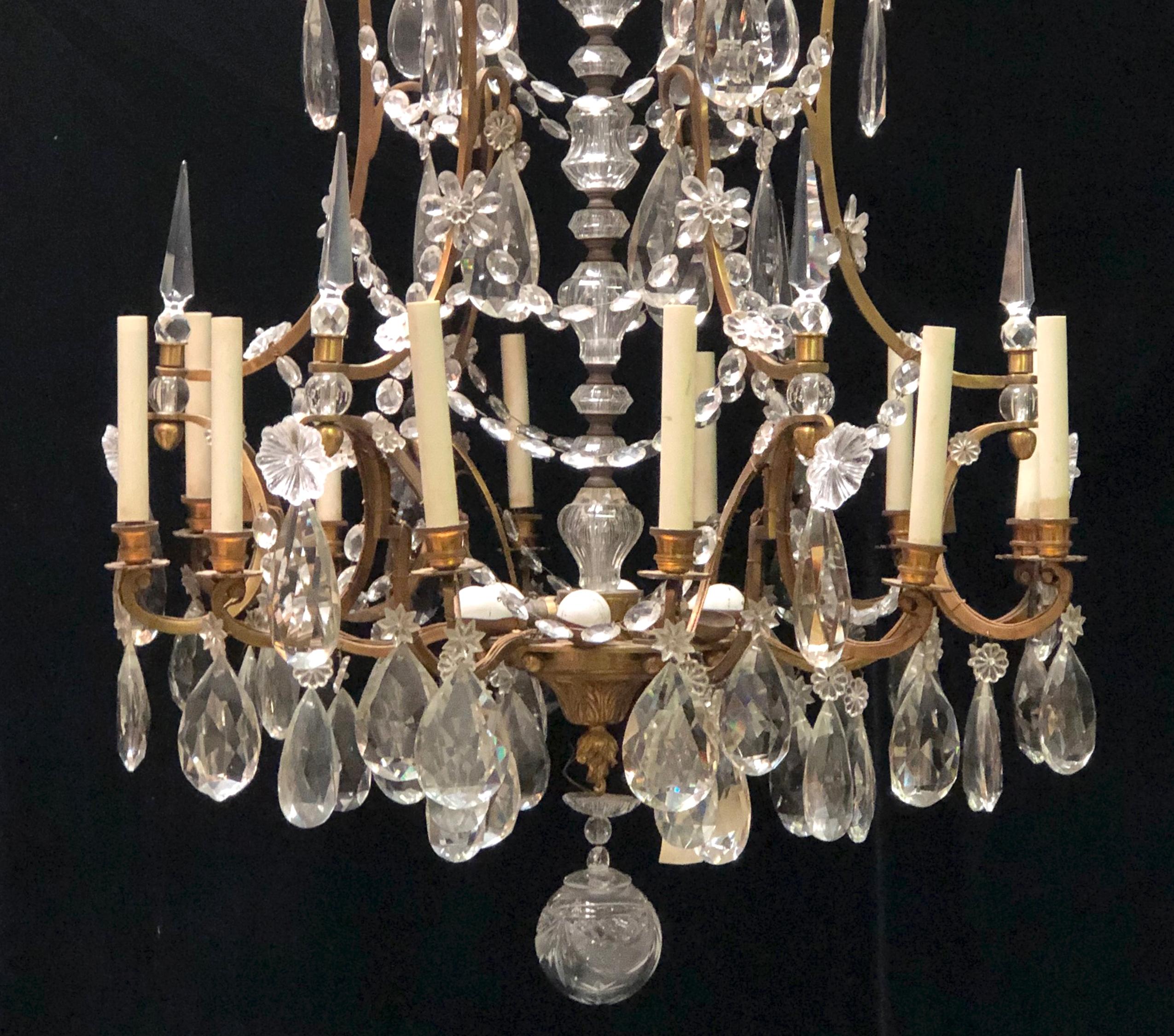 French Baccarat Style Crystal and Bronze Chandelier, 19th Century 4
