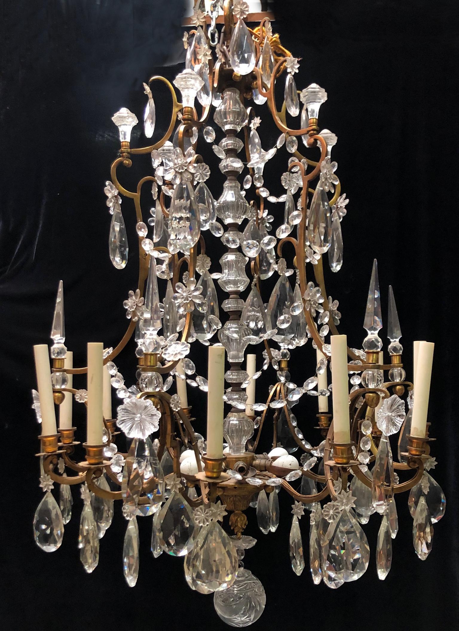 French Baccarat Style Crystal and Bronze Chandelier, 19th Century 5