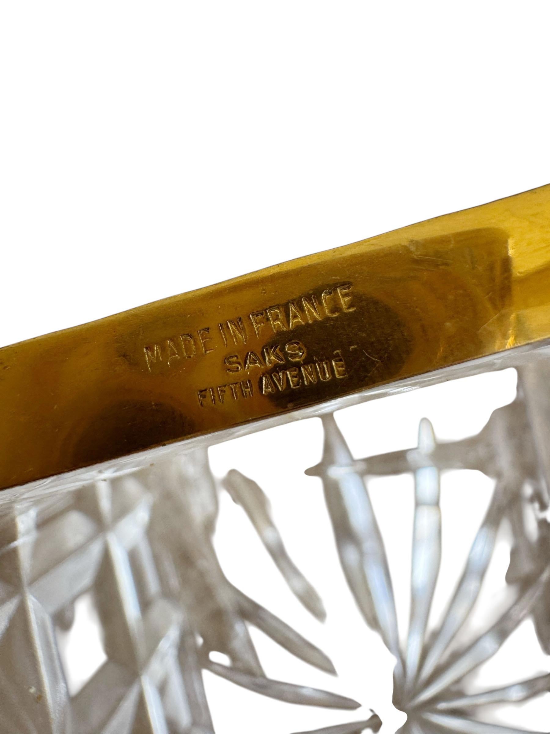 Bronze Boîte en cristal de style Baccarat signée France, Saks Fifth Ave en vente