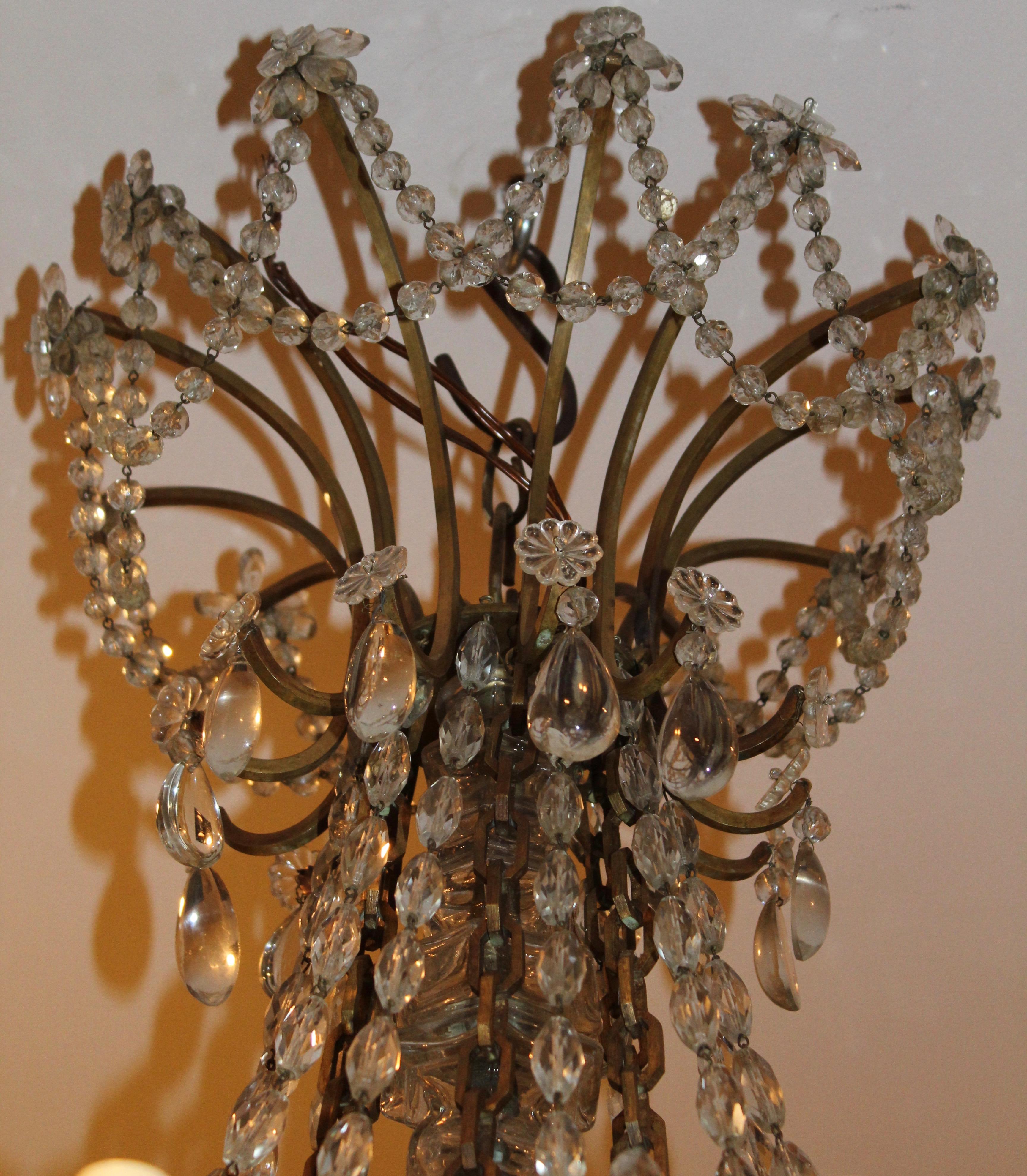 French Baccarat Style Cut Crystal Drop Twelve Light Chandelier, circa 1900 In Good Condition For Sale In London, GB