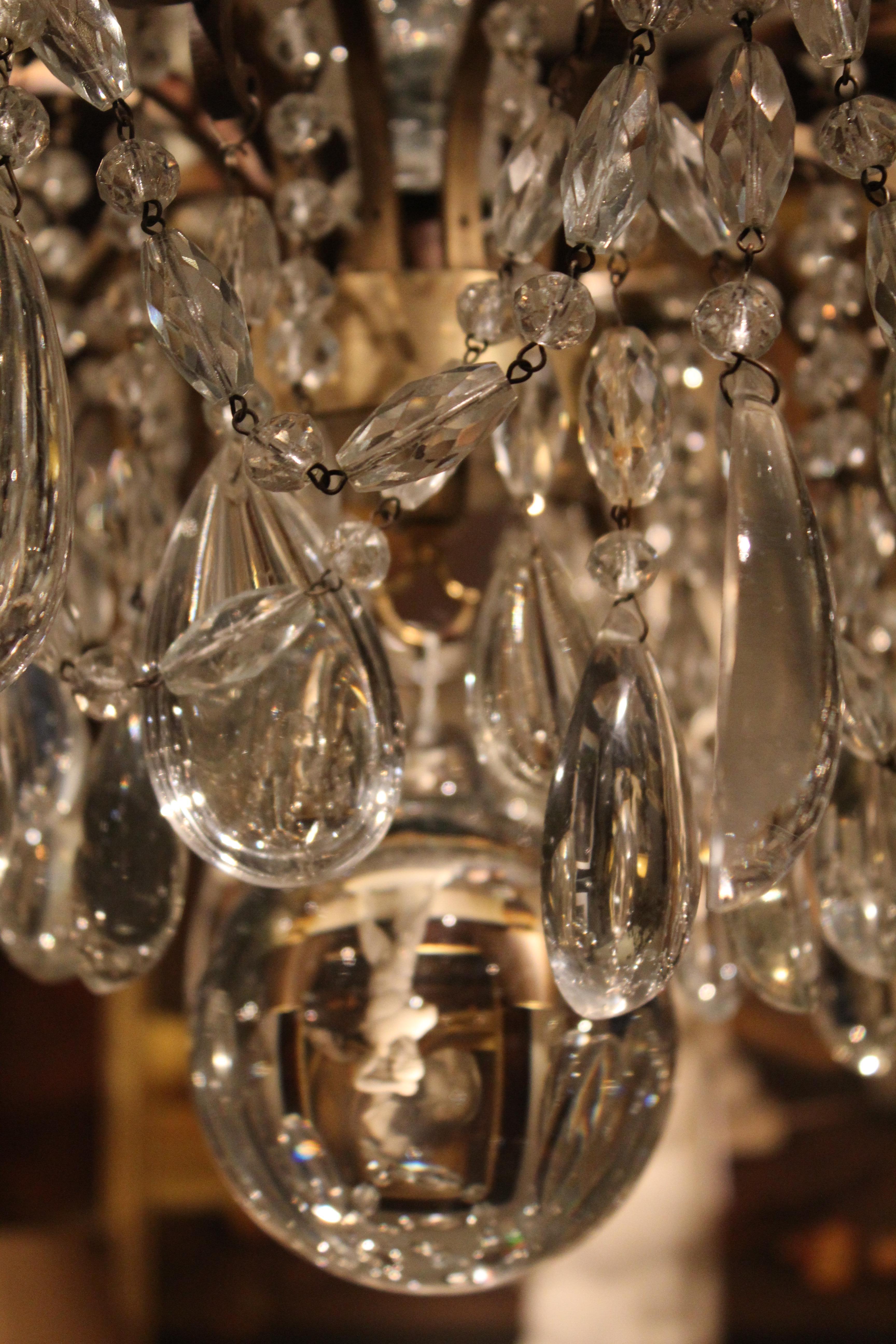 French Baccarat Style Cut Crystal Drop Twelve Light Chandelier, circa 1900 For Sale 2