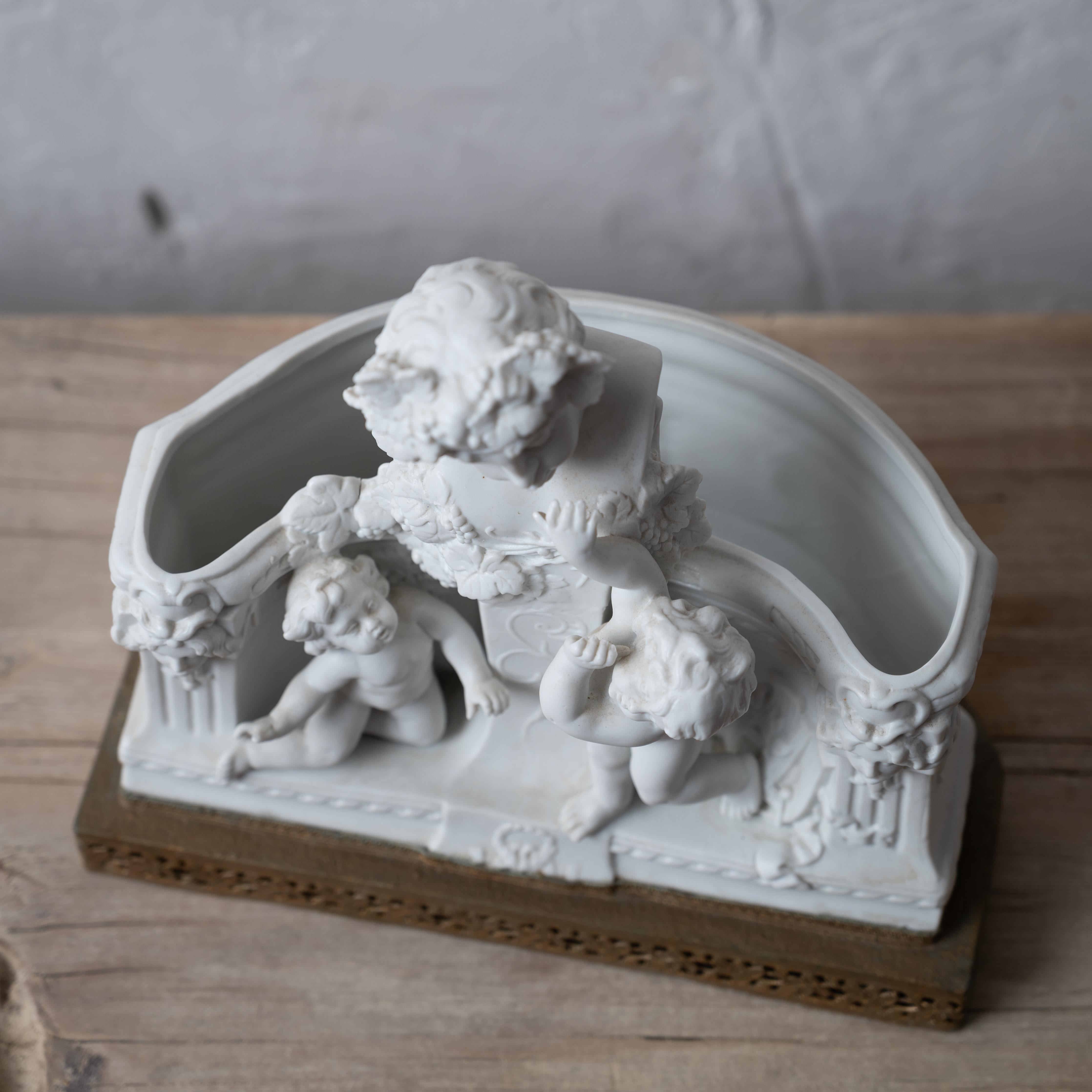 French Bacchus & Putti Bisque Jardiniere For Sale 1