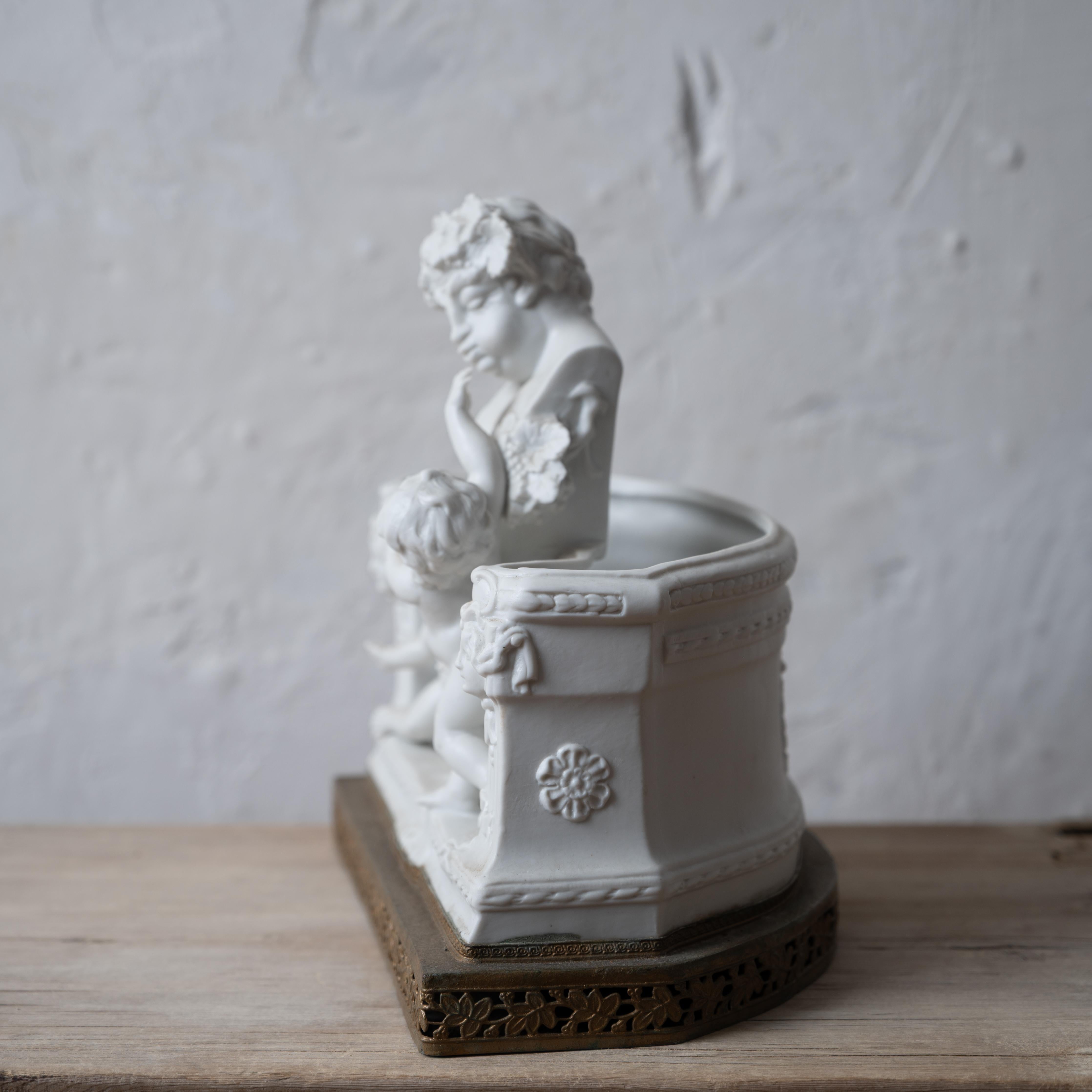 French Bacchus & Putti Bisque Jardiniere For Sale 2