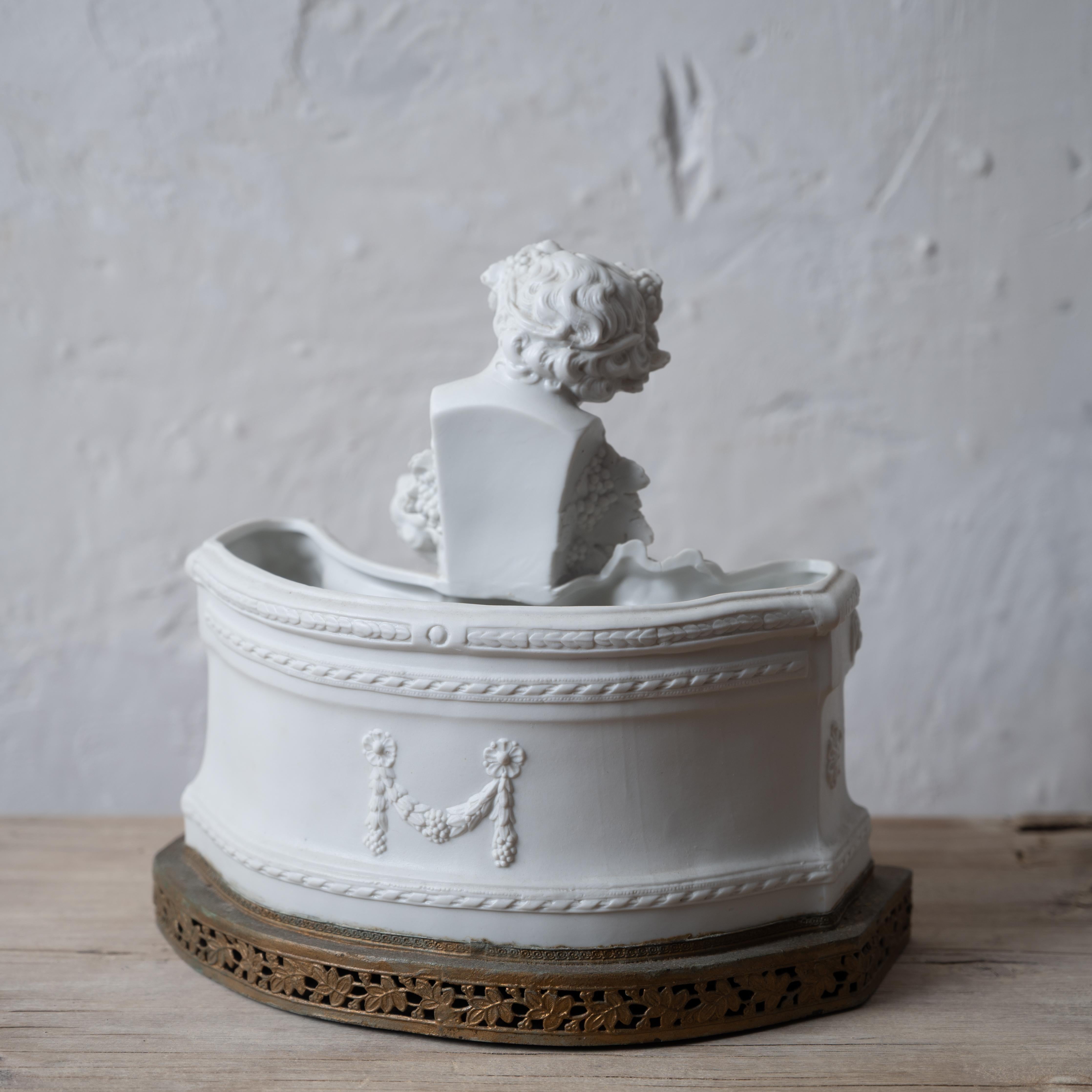 French Bacchus & Putti Bisque Jardiniere For Sale 3