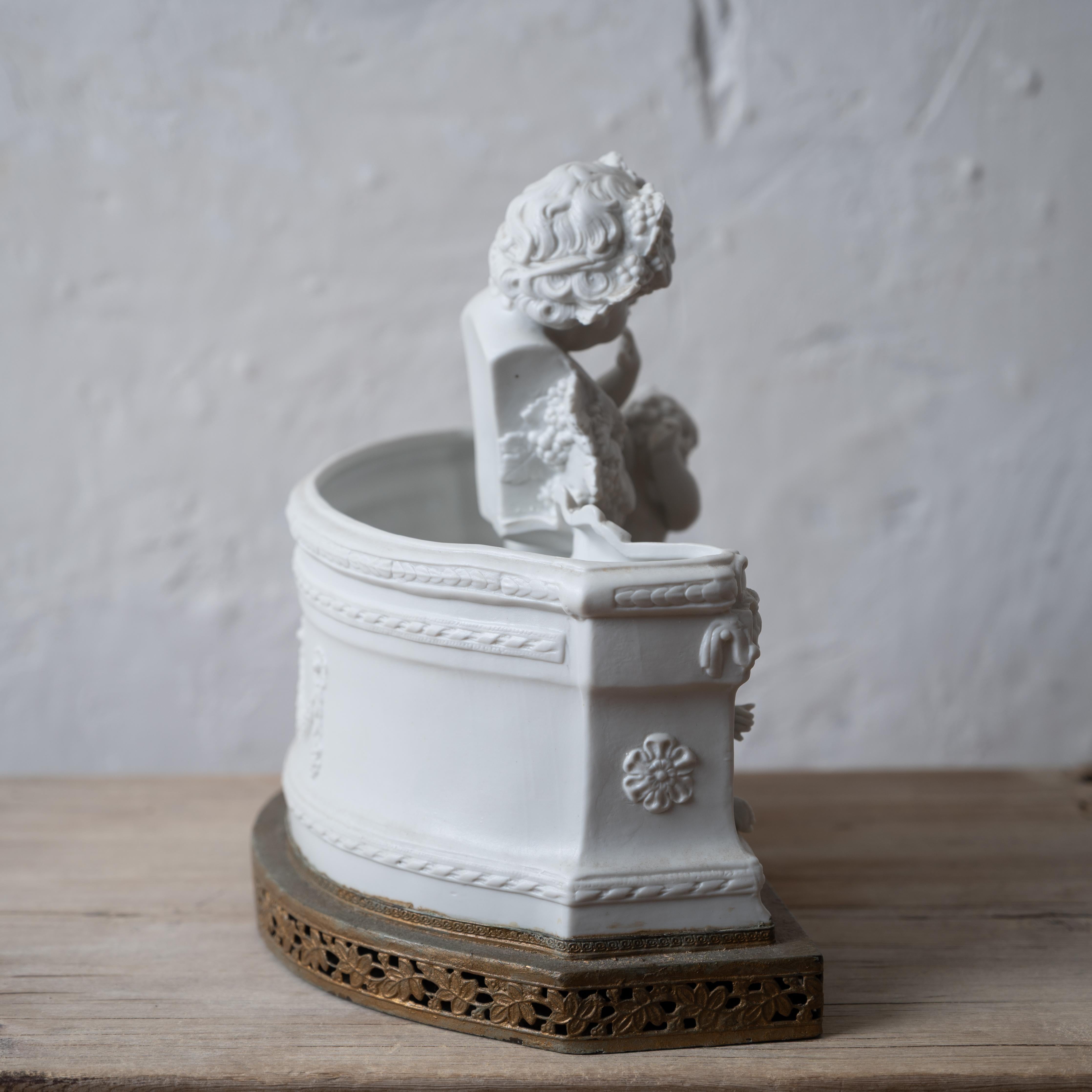 French Bacchus & Putti Bisque Jardiniere For Sale 4