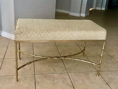 French Bagues Style Faux Brass Bamboo Bench