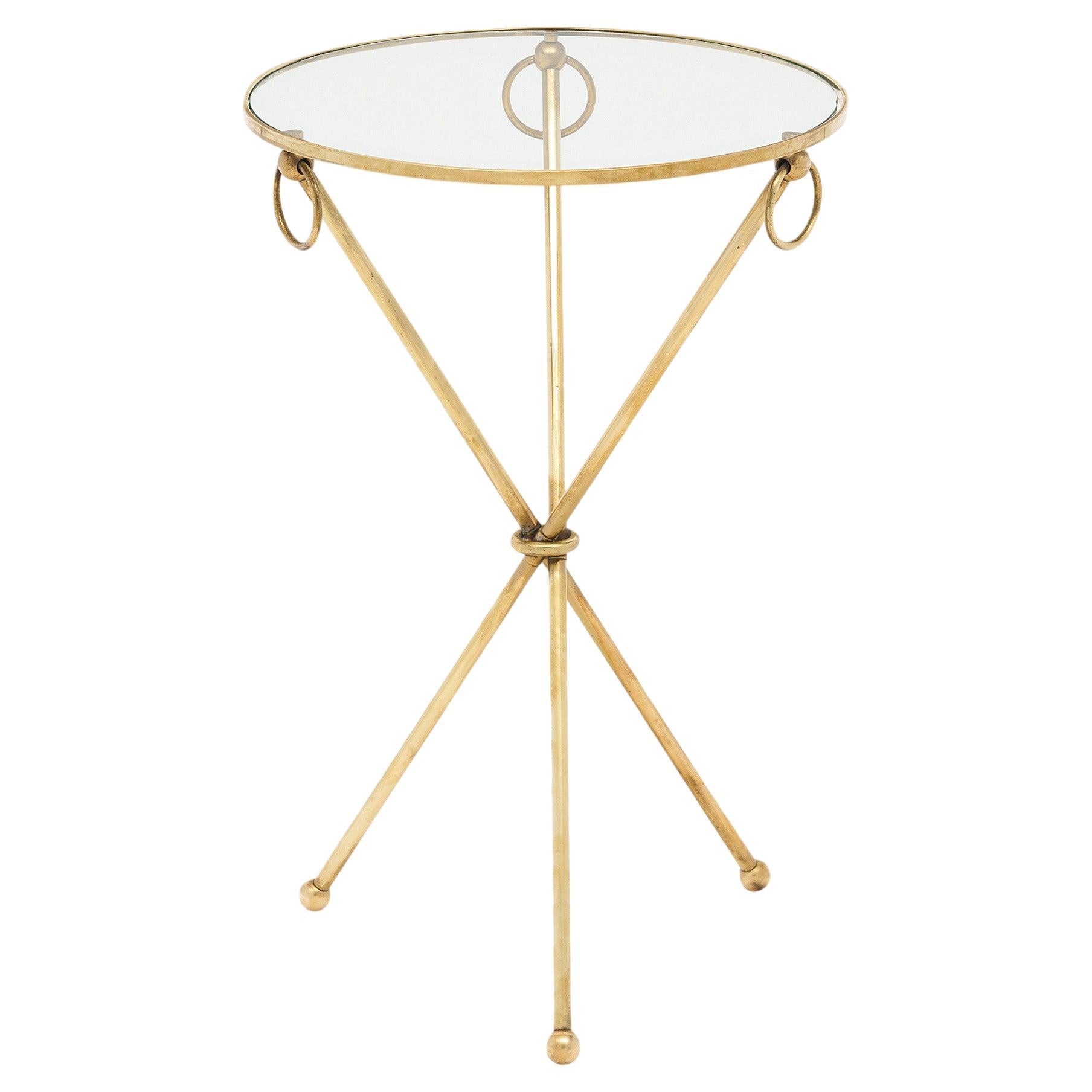 French Bagues Style Vintage Brass Side Table For Sale