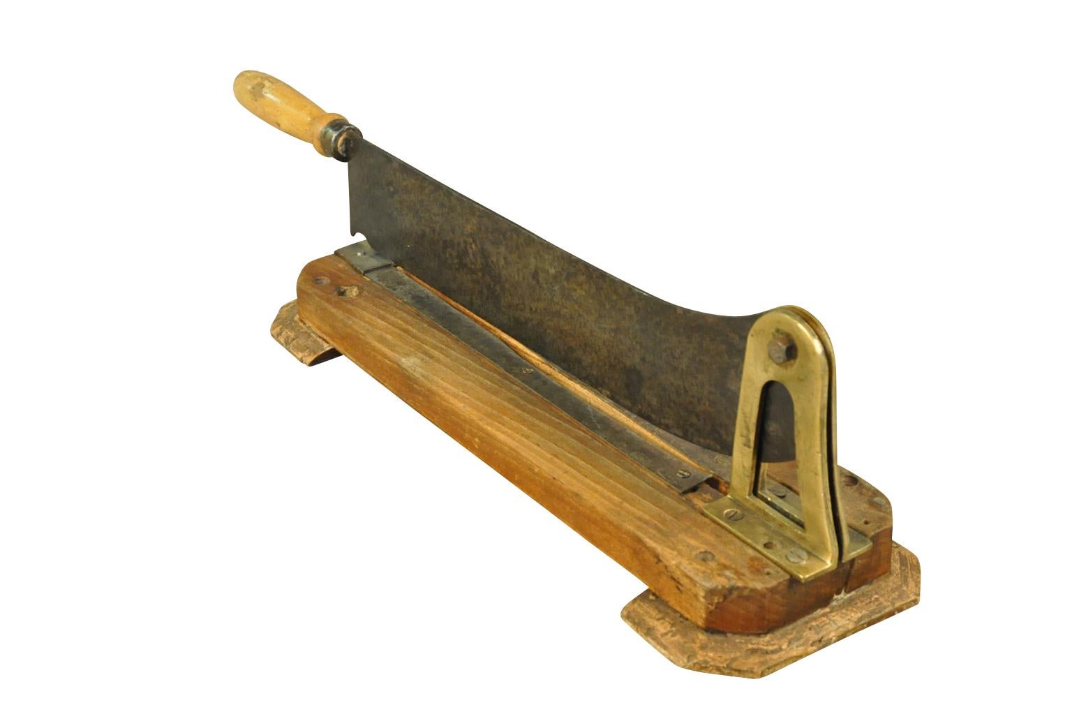 French 19th century Baguette cutter in wood and iron. A terrific kitchen accessory.