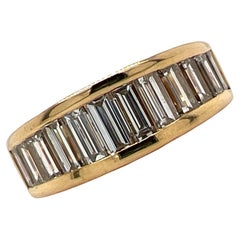 French Baguette Diamond 18 Karat Yellow Gold Wedding Band Ring