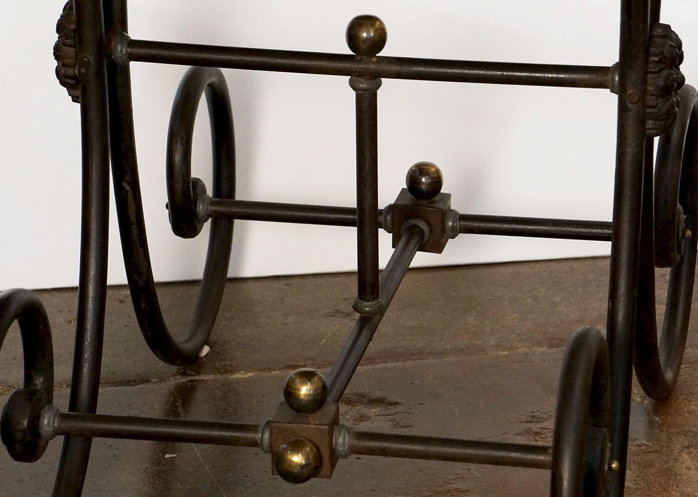 French Baker's Patisserie Table with Marble Top and Wrought Iron Base 9