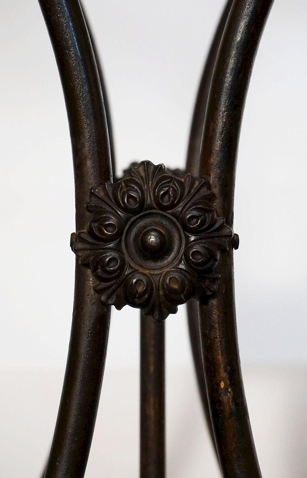 French Baker's Patisserie Table with Marble Top and Wrought Iron Base 3