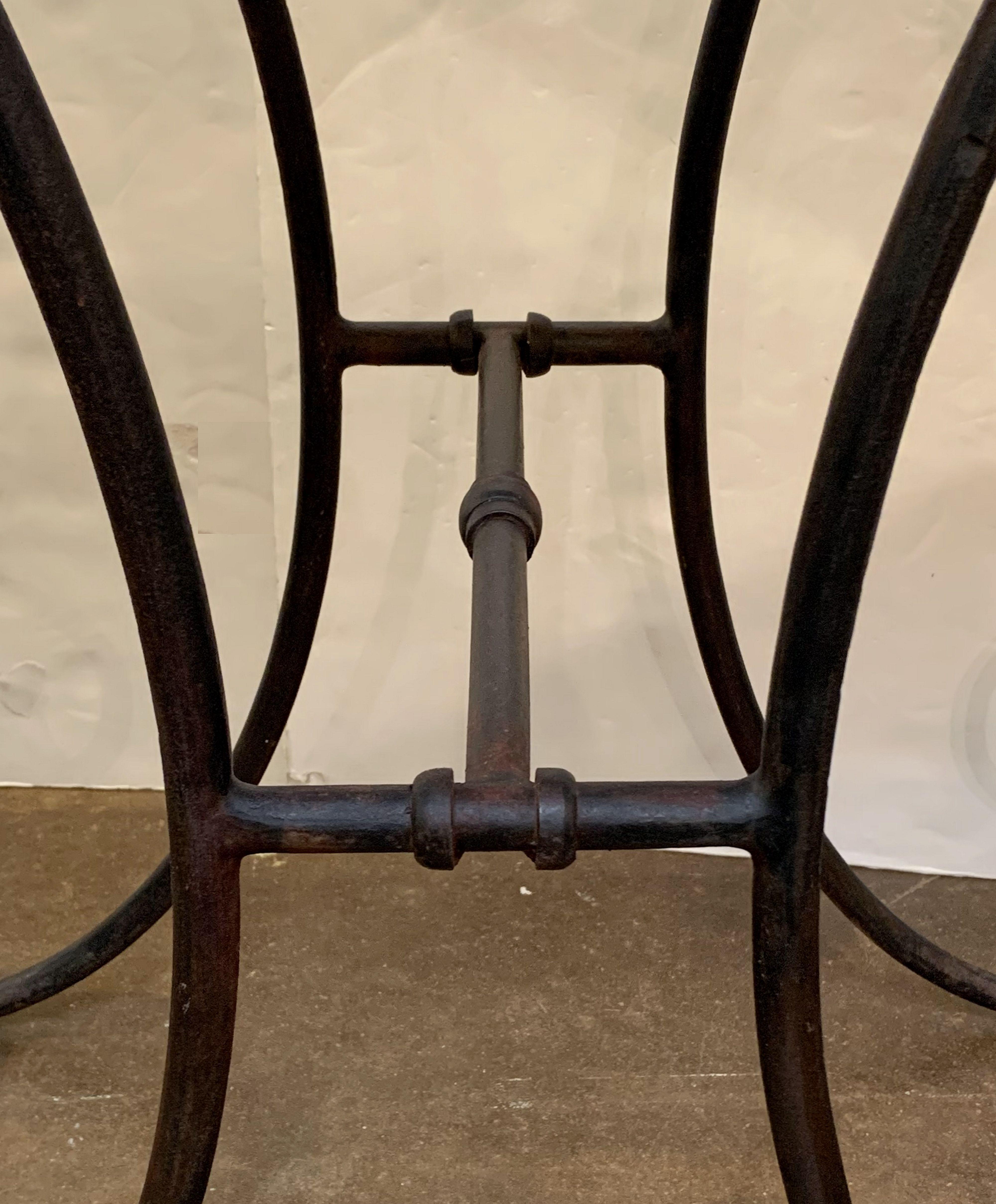 French Baker's Table with Carrara Marble Top and Wrought Iron Base 11