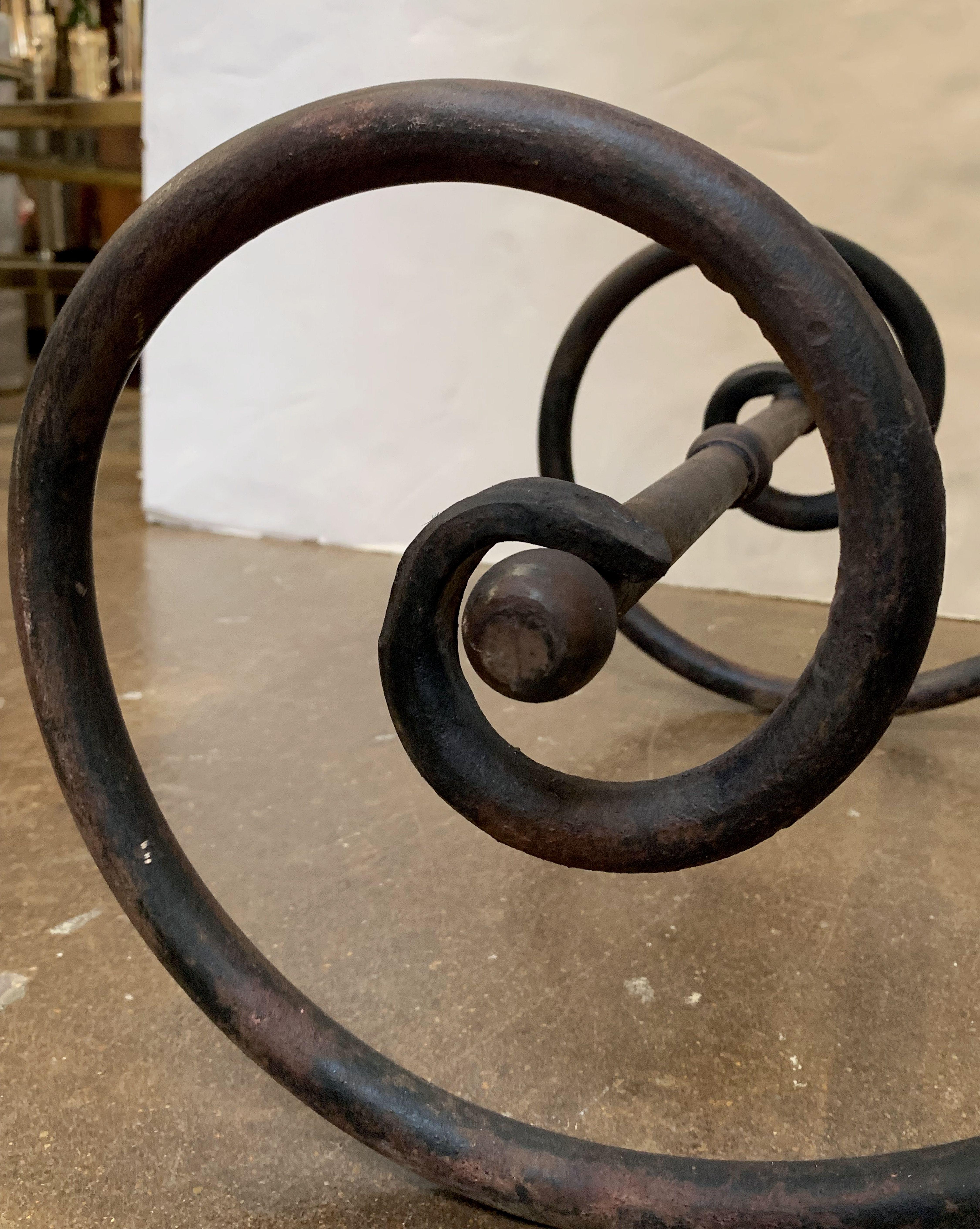 French Baker's Table with Carrara Marble Top and Wrought Iron Base 14