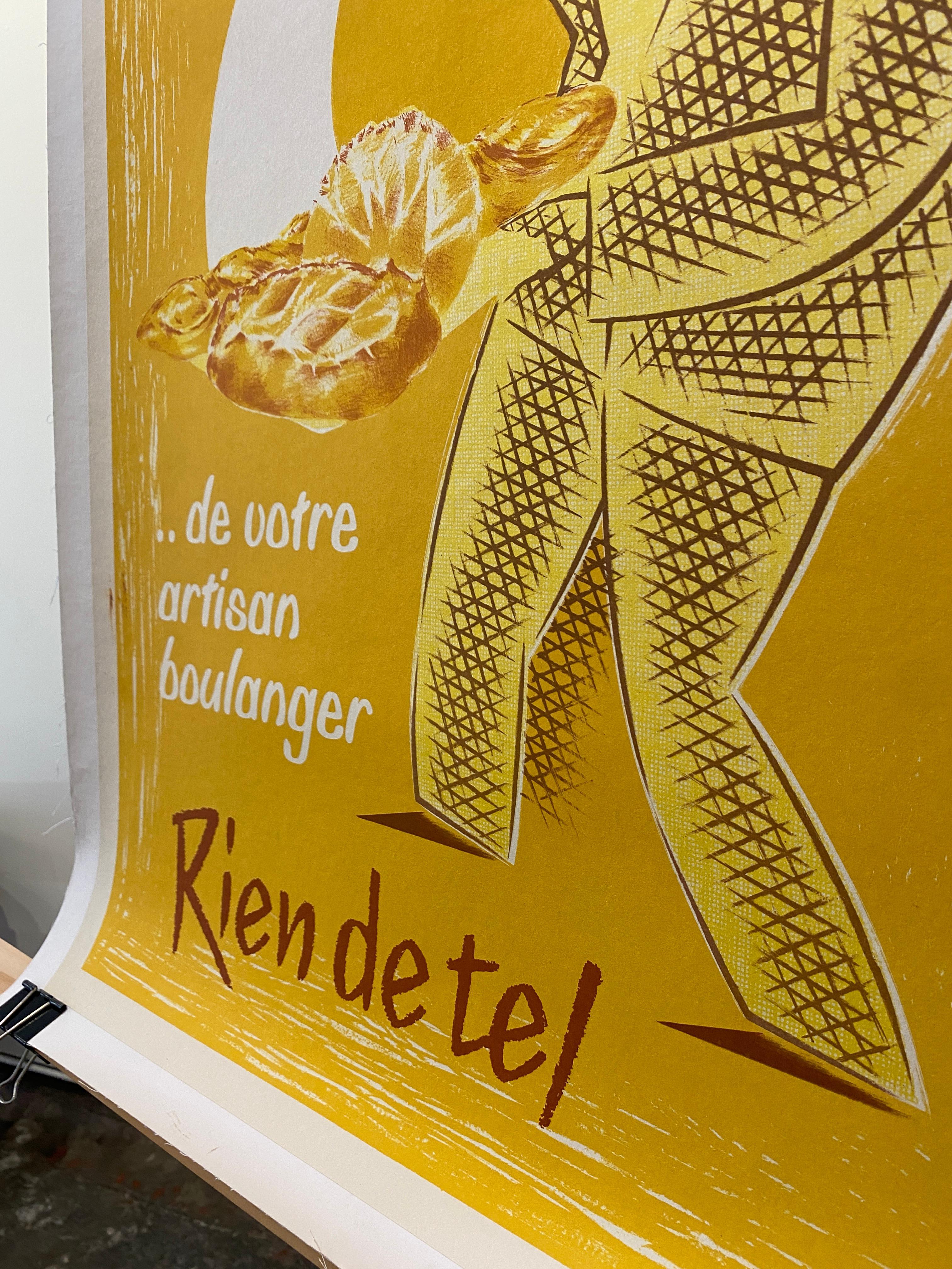 Mid-Century Modern French Bakery Poster, 'Le Pain ... de votre artisan boulanger'