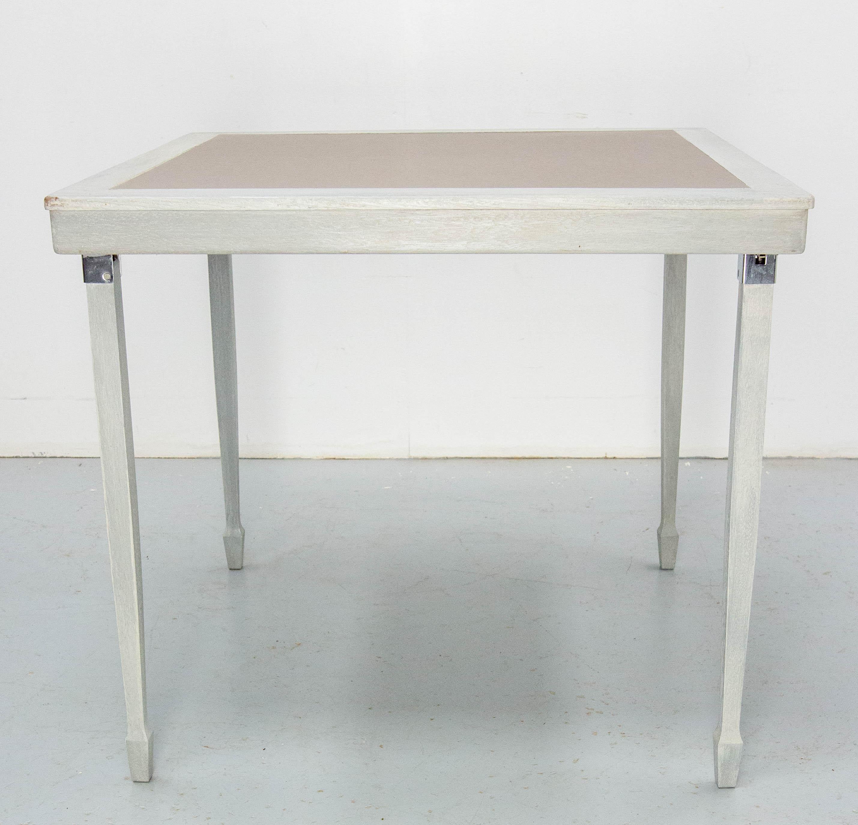 Français Table pliante d'intérieur ou de terrasse de balcon français Alumium & Wood, circa 1920 en vente