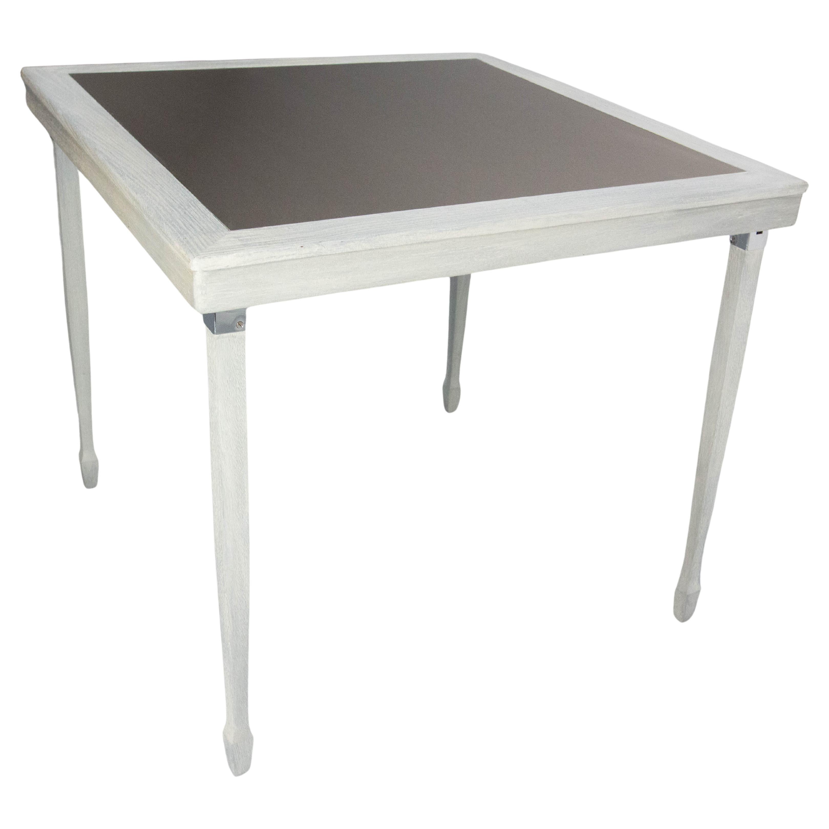 French Balcony Terrace or Interior Foldable Table Alumium & Wood, circa 1920
