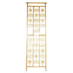 French Pine Room Divider with Sunburst Accents, 1960s