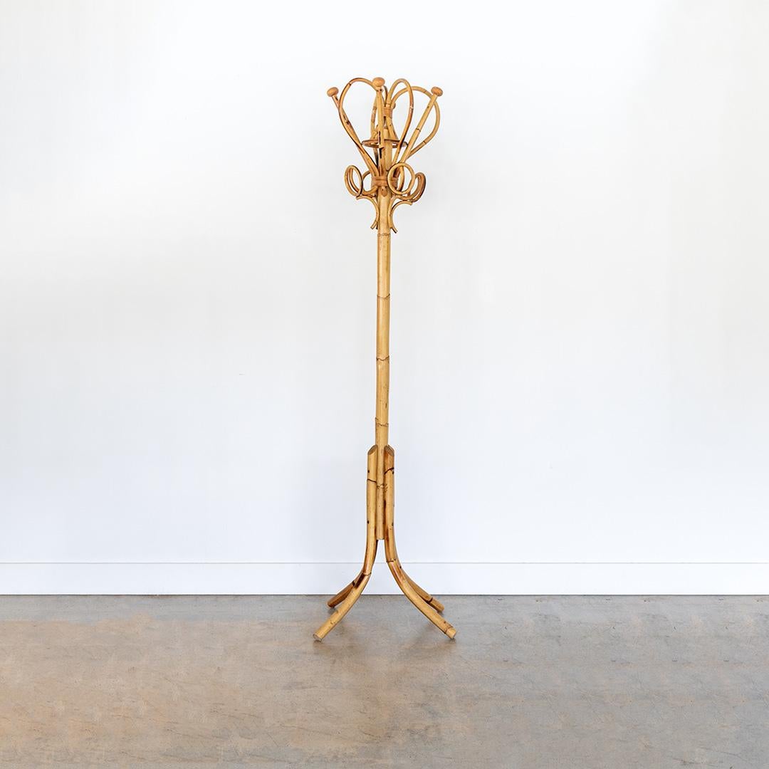 French Bamboo and Rattan Coat Rack In Good Condition For Sale In Los Angeles, CA