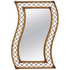 French Bamboo and Rattan Mirror, circa 1950s