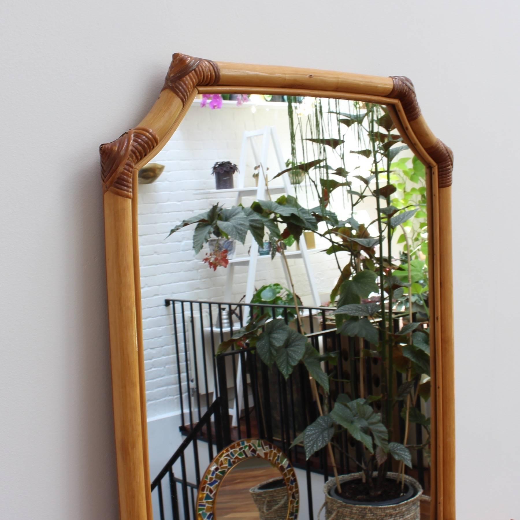 French Bamboo and Rattan Wall Mirror, circa 1960s In Good Condition In London, GB