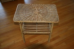 Table d'appoint française en bambou et saule, années 1940