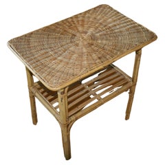 French Bamboo and Willow Side Table