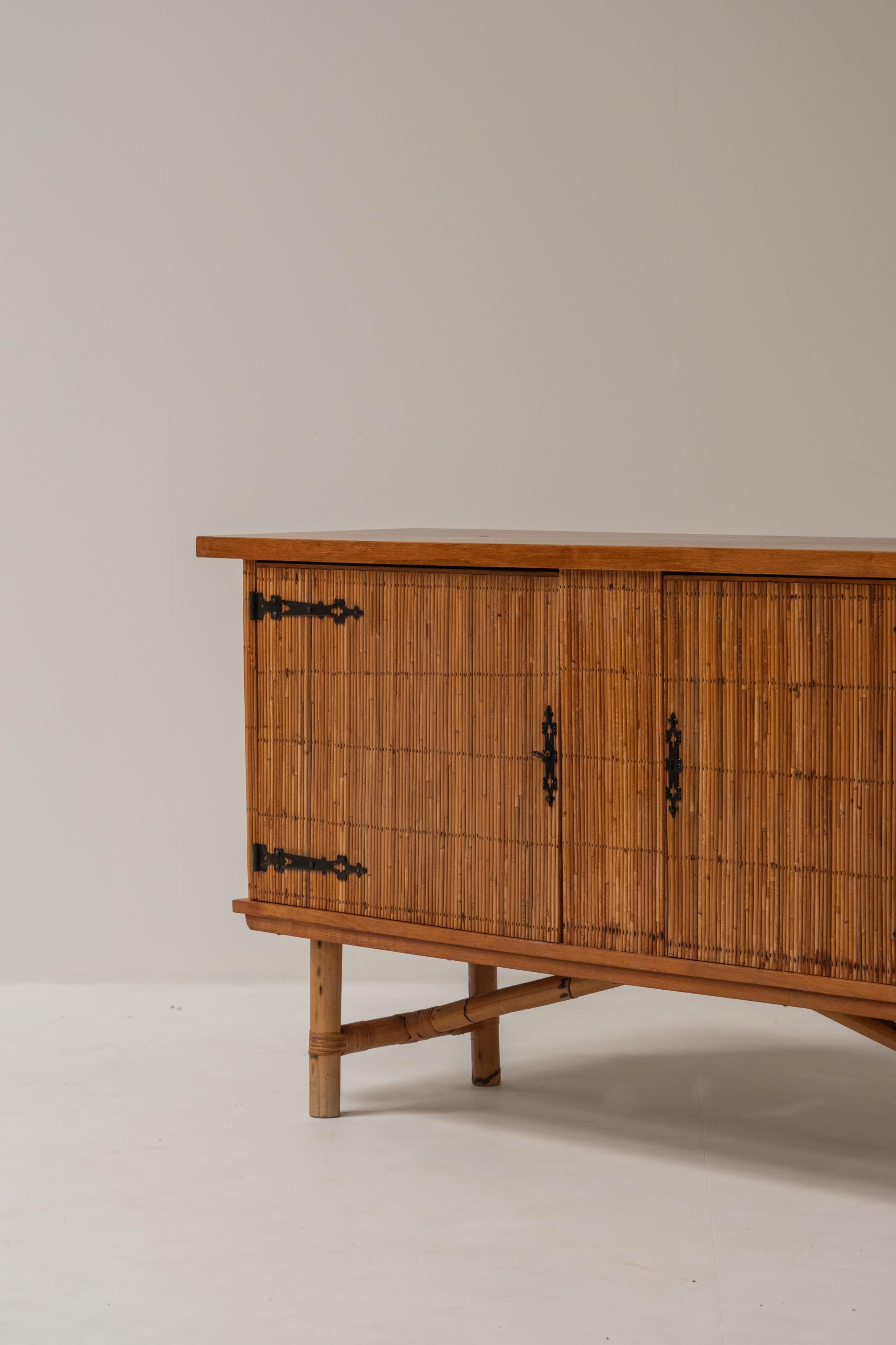 Mid-Century Modern Meuble en bambou inspiré de Frida & Audoux Minet, 1960 en vente