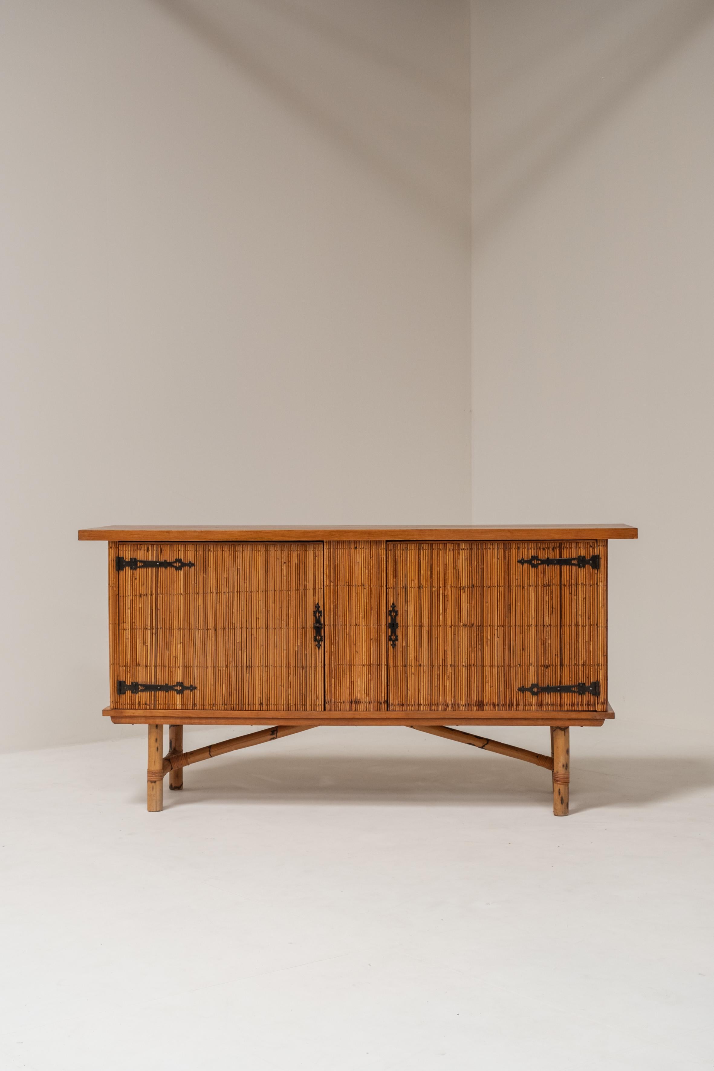Meuble en bambou inspiré de Frida & Audoux Minet, 1960 Bon état - En vente à Boom, Vlaams Gewest