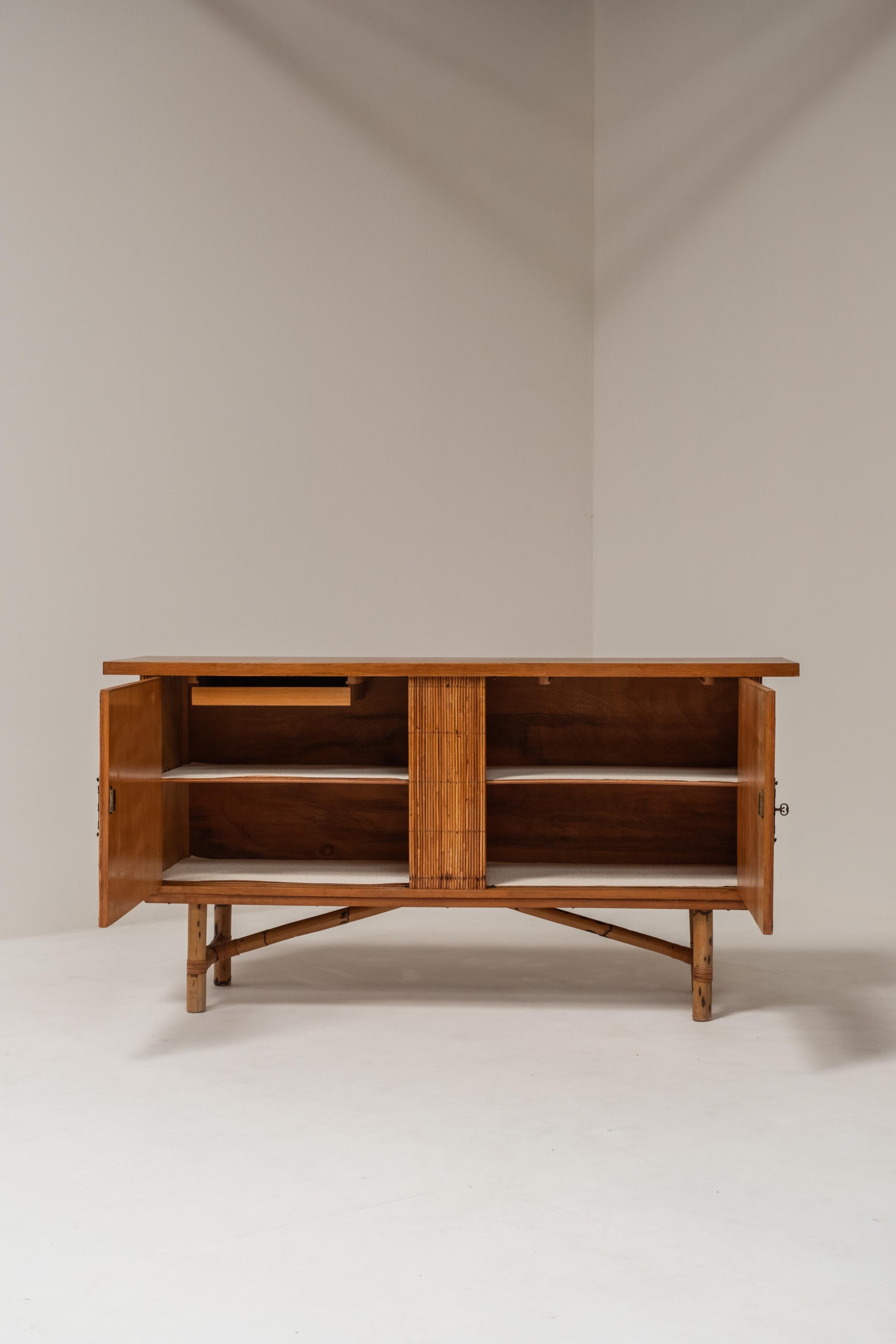 Rotin Meuble en bambou inspiré de Frida & Audoux Minet, 1960 en vente