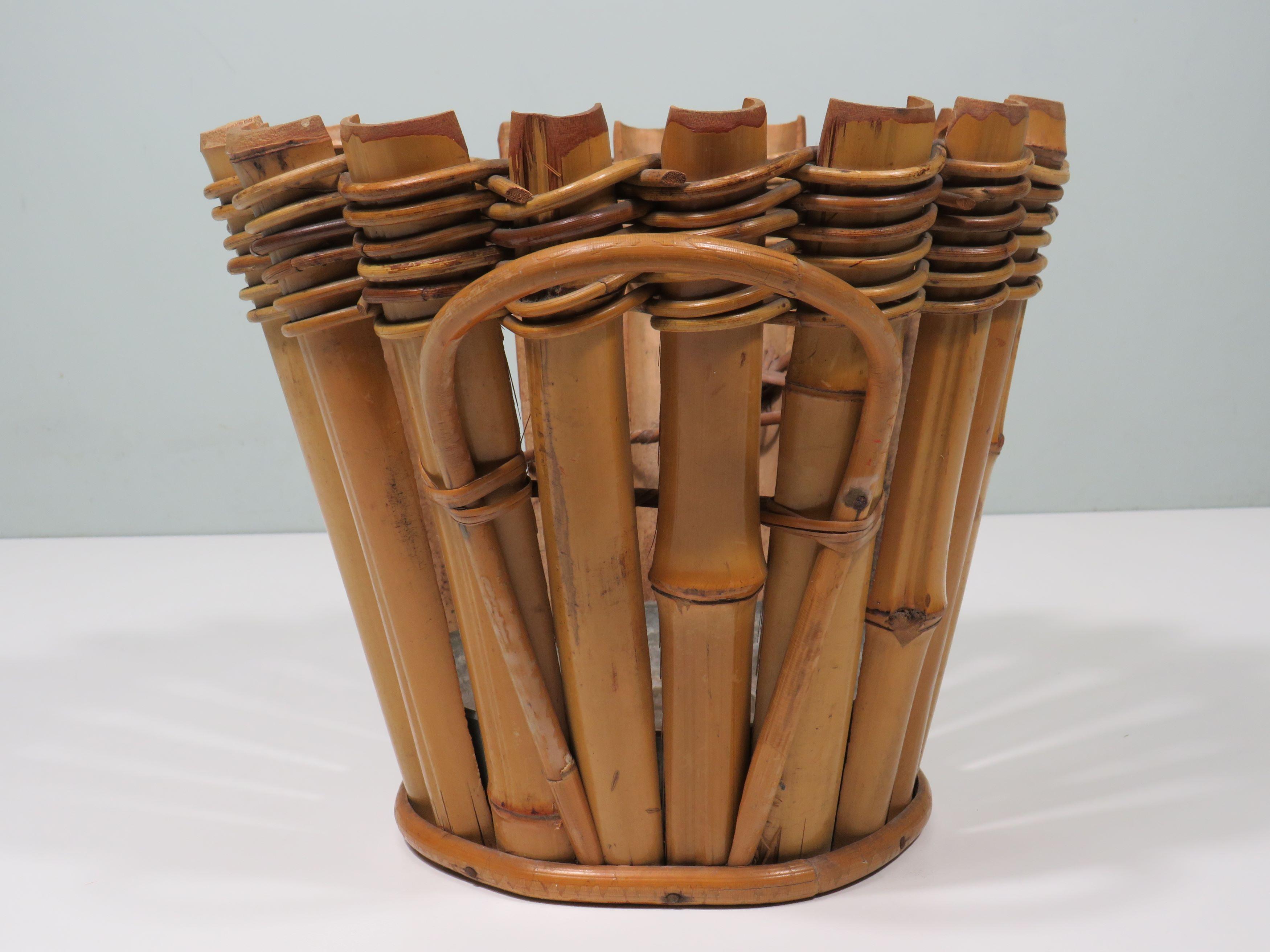 Mid-20th Century French bamboo cache pot/planter 1950-1960 For Sale