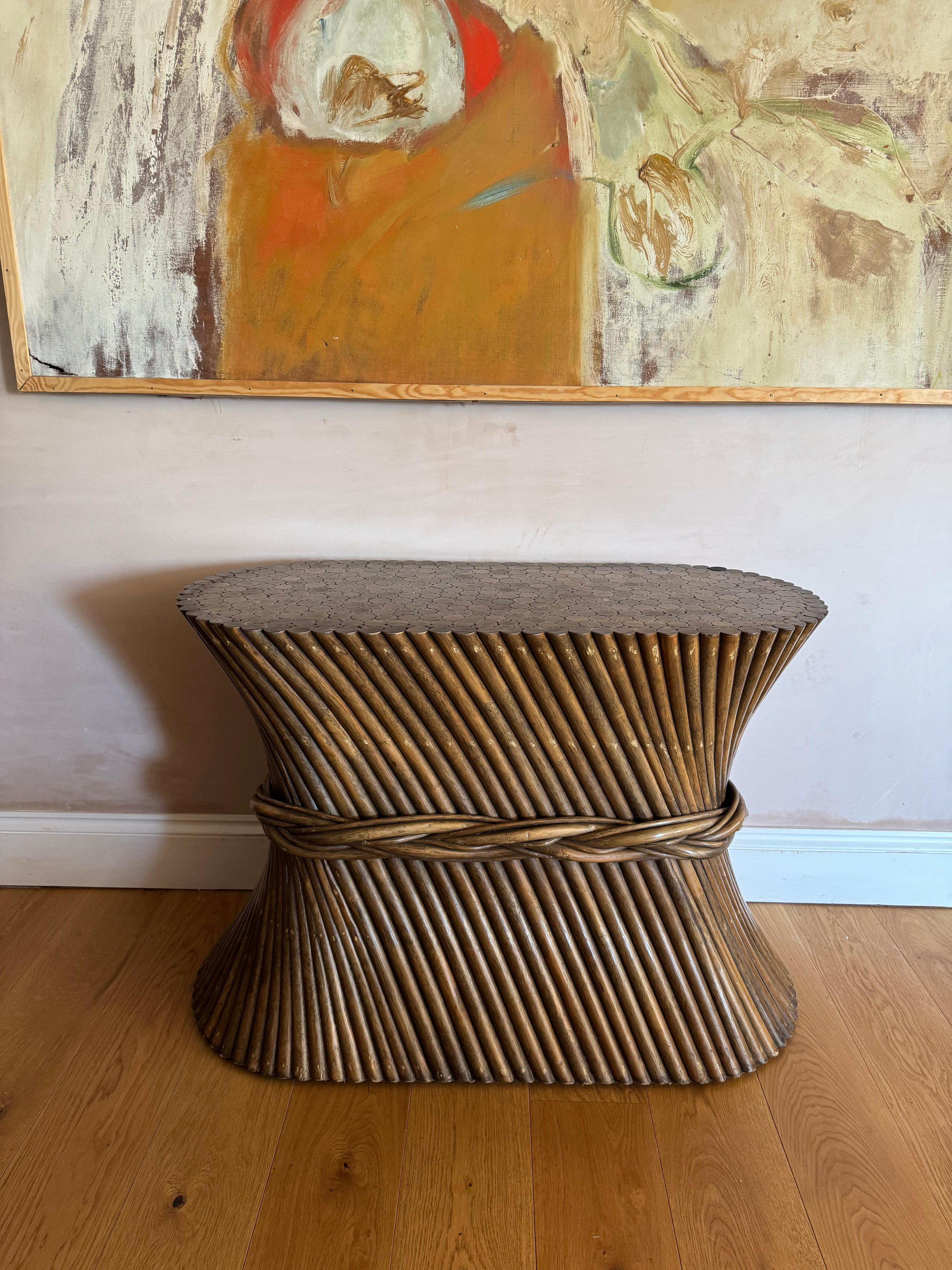 French bamboo console dining table For Sale 5